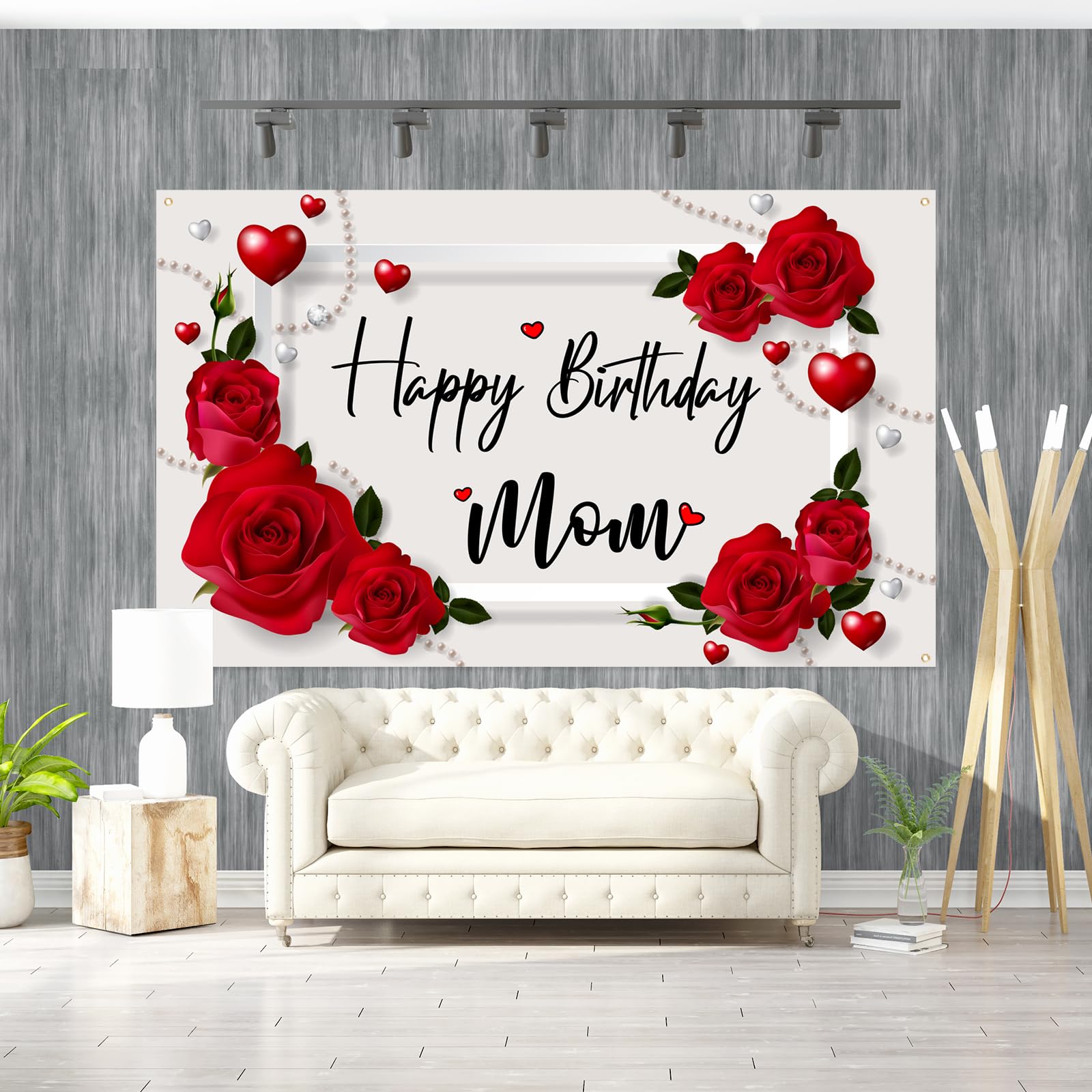 Amazon.co.jp: Labakita Happy Birthday Mom 背景幕、赤と黒の 