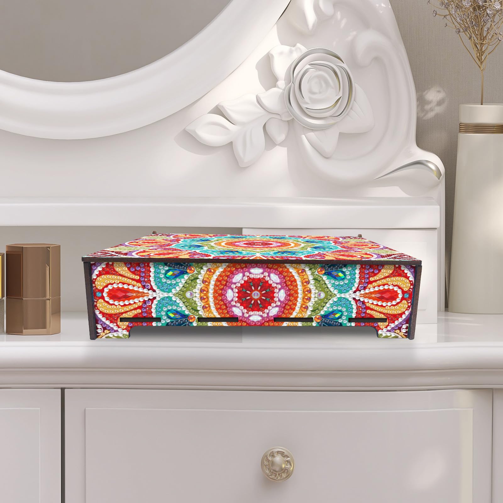 Boîte De Rangement Pour Peinture Diamant - En Bois - Grande Capacité - Avec Sac De Diamants Et Outils - DIY