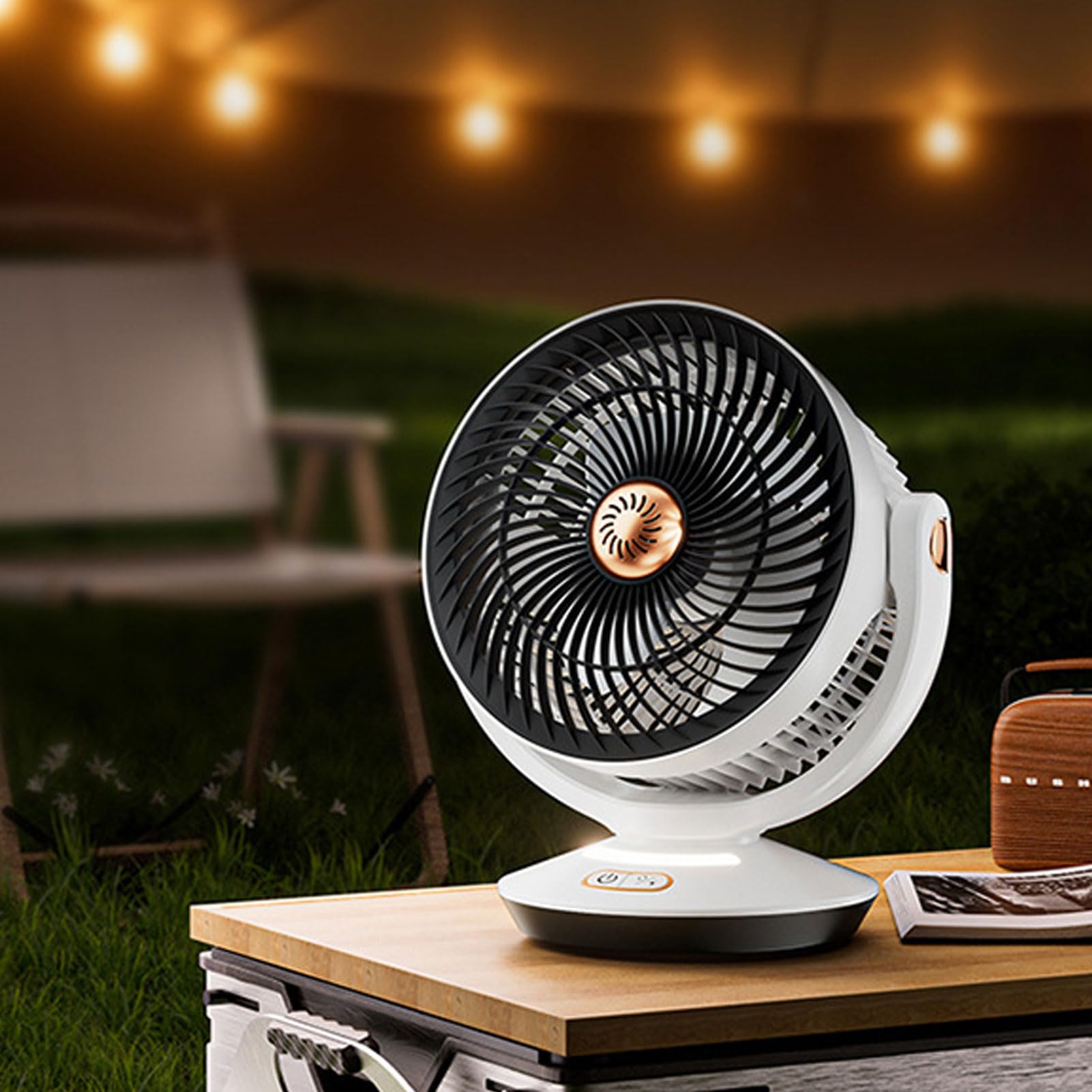 Ventilatore da Scrivania Oscillante, Circolatore d'aria Portatile USB, Raffreddatore d'aria Personale con 4 Impostazioni di velocità e Luce Notturna Soffusa, Ideale per Casa, Ufficio e