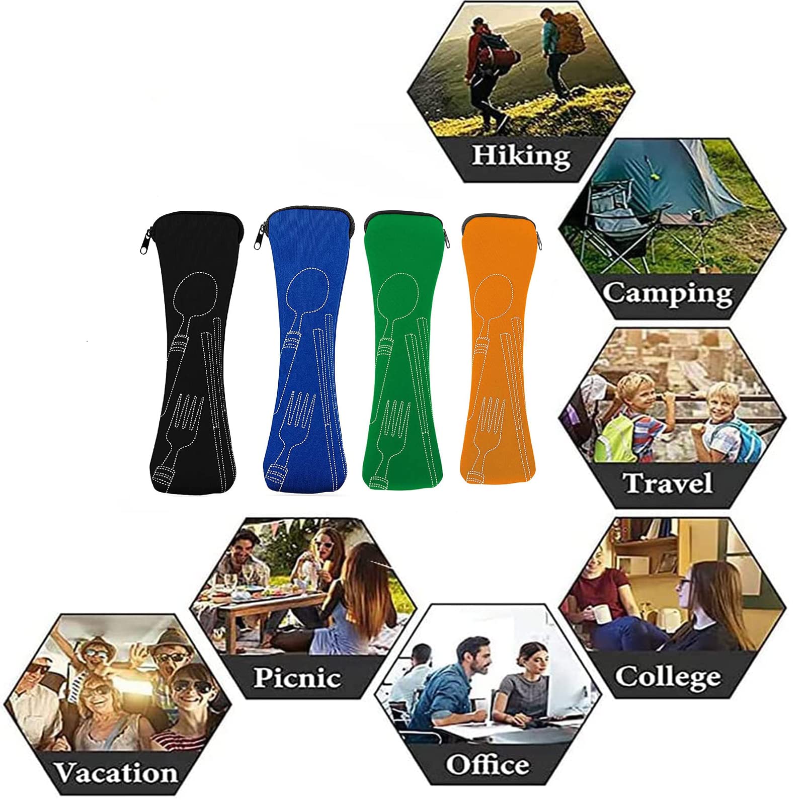 KGDUYC 3 Borsine Portaposate In Neoprene - 23.5x6cm, Con Cerniera, Per Viaggi E Picnic - Foto 2