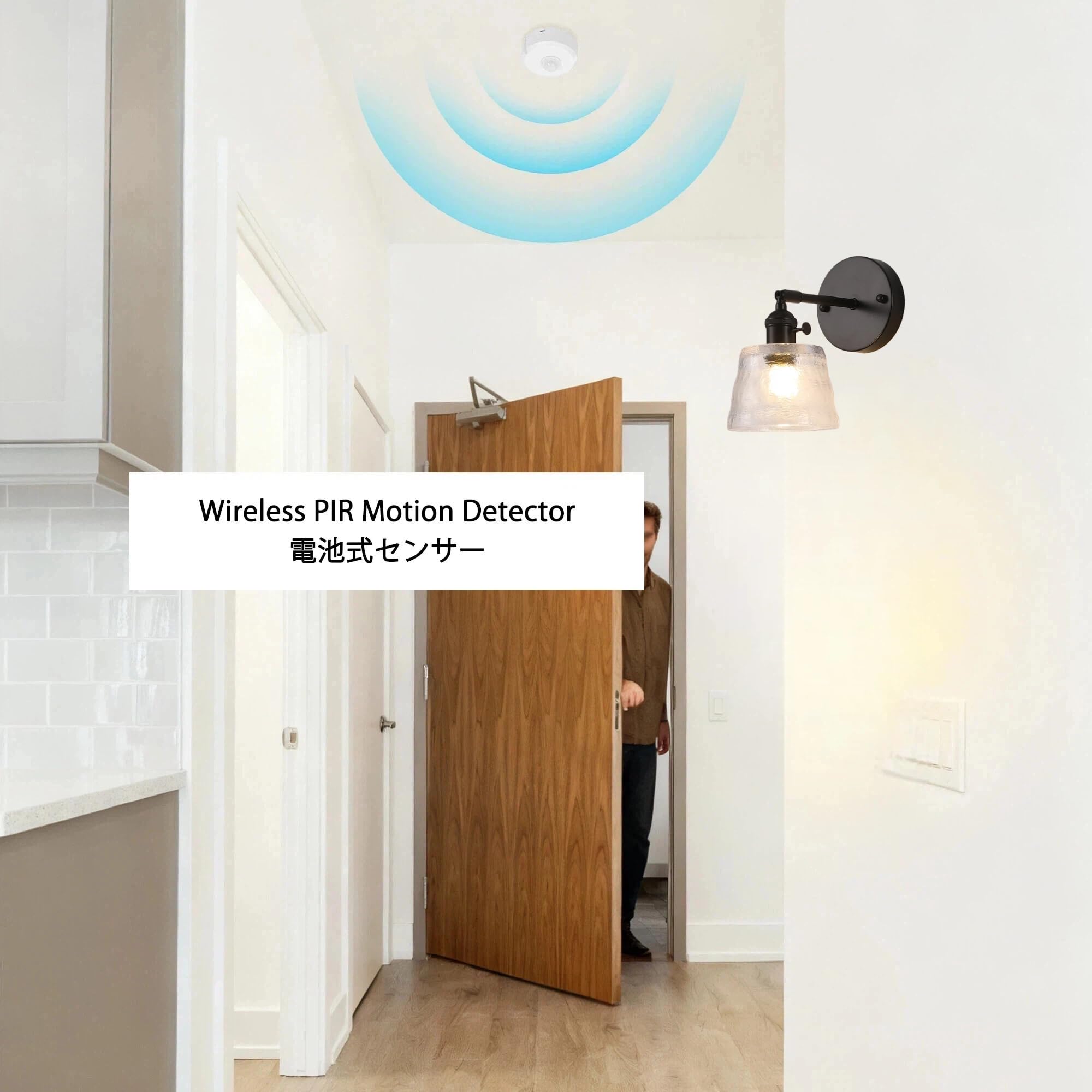 Akku Wandleuchte Innen mit E27-Fassung, Kabellose Wandleuchte, LED Wandlampe mit Bewegungsmelder Batterie Wand Lampe, 3000K Warmweiß für Schlafzimmer Treppe B0090