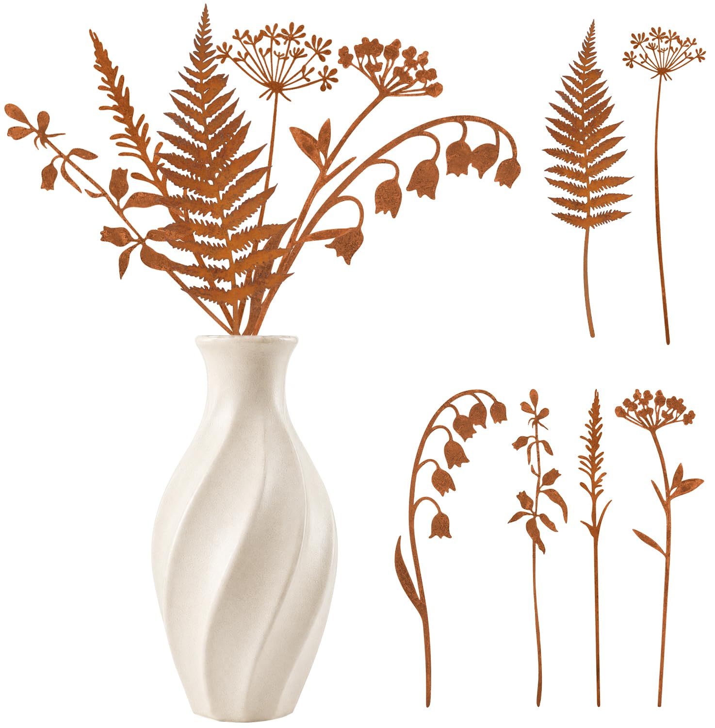 Metal Flowers Garden Stakes, 6 PCS Weatherproof Outdoor Garden Decor