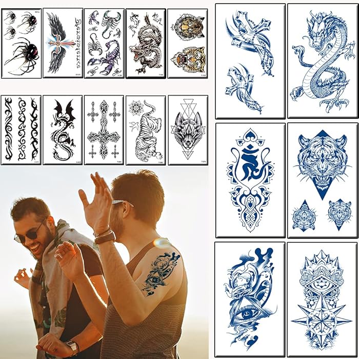 Buy Semi Permanent Tattoos for Men,Classic Premium Temporary Tattoo Waterproof &Juice Lasting