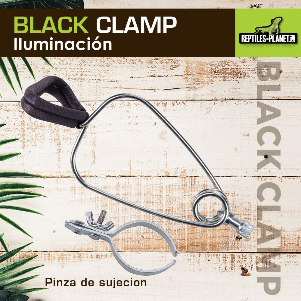 Reptiles Planet Black Clamp 14 - Soporte de Bombilla con Pinza para terrario (14 cm de diámetro, 16 cm)