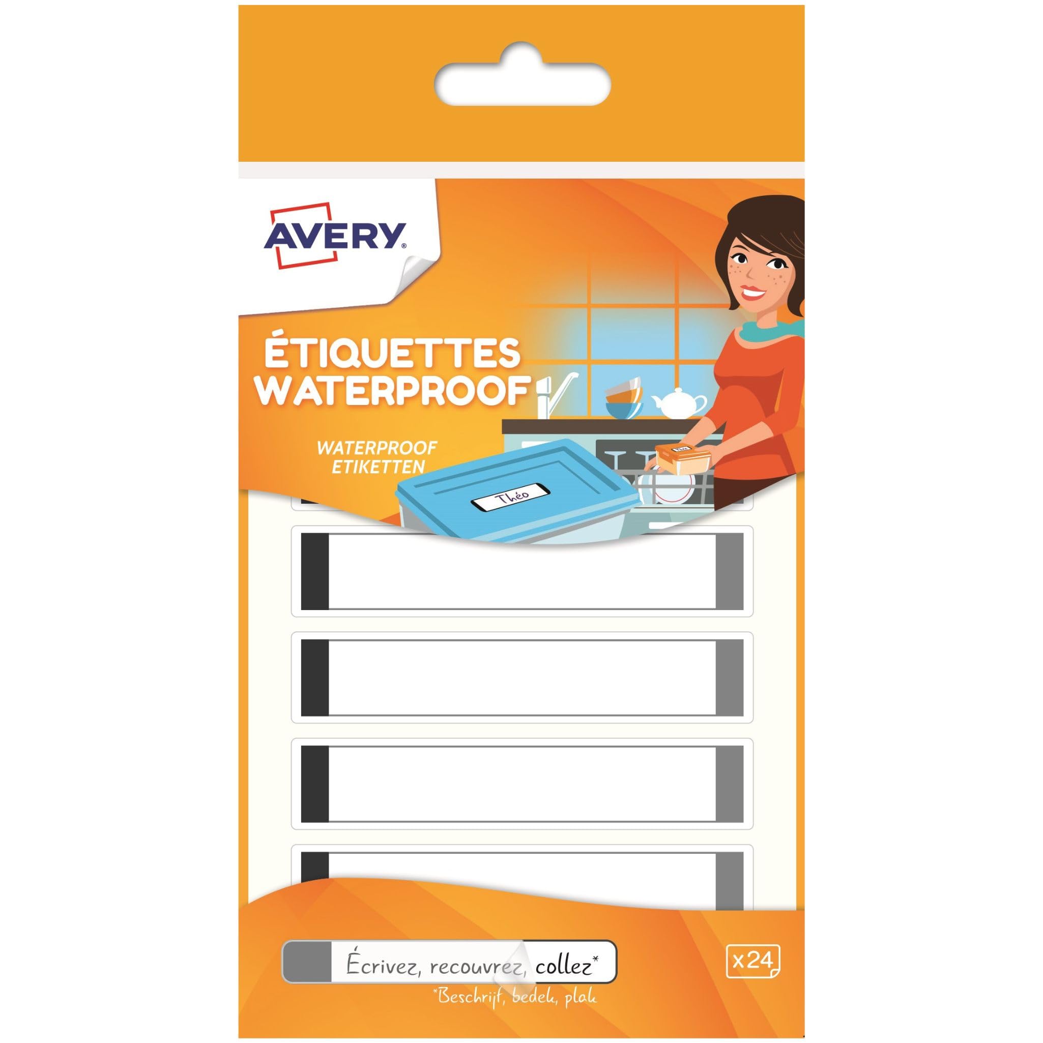 Avery Pack of 24 Laminated Labels 86x17 mm Blanc avec bordures grises