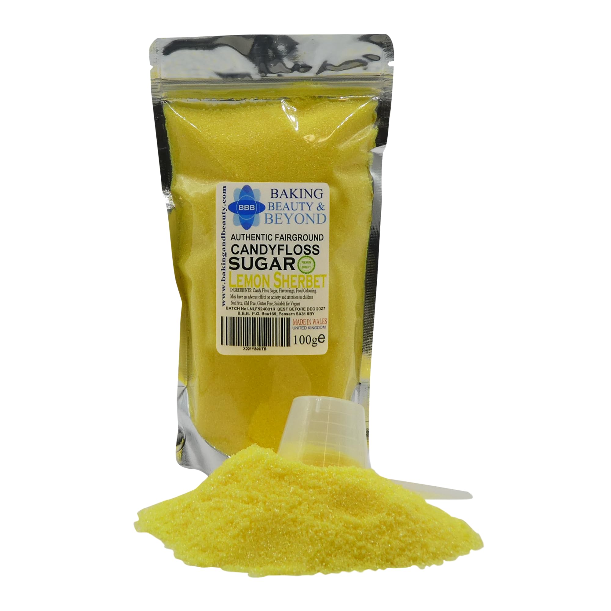 Baking Beauty and Beyond Premium Candy Floss Sugar 100g - Lemon Sherbet Flavour