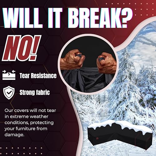 Miniatura 7 de Turtle Life Funda para sofá modular de patio, resistente a los rayos UV, resistente al agua, antidecoloración, en forma de L, color negro, en forma