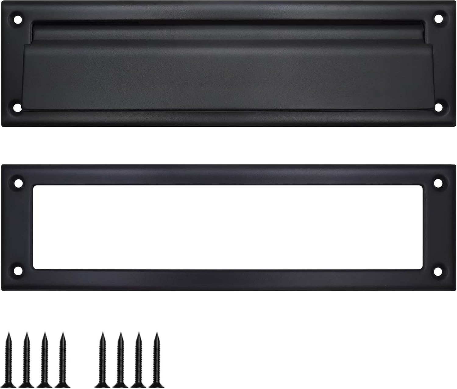 13 Inch Matte Black Lightweight Aluminum Mail Slot – Corrosion-Resistant, Easy-Install Door Mail Slot for Modern Homes & Apartments