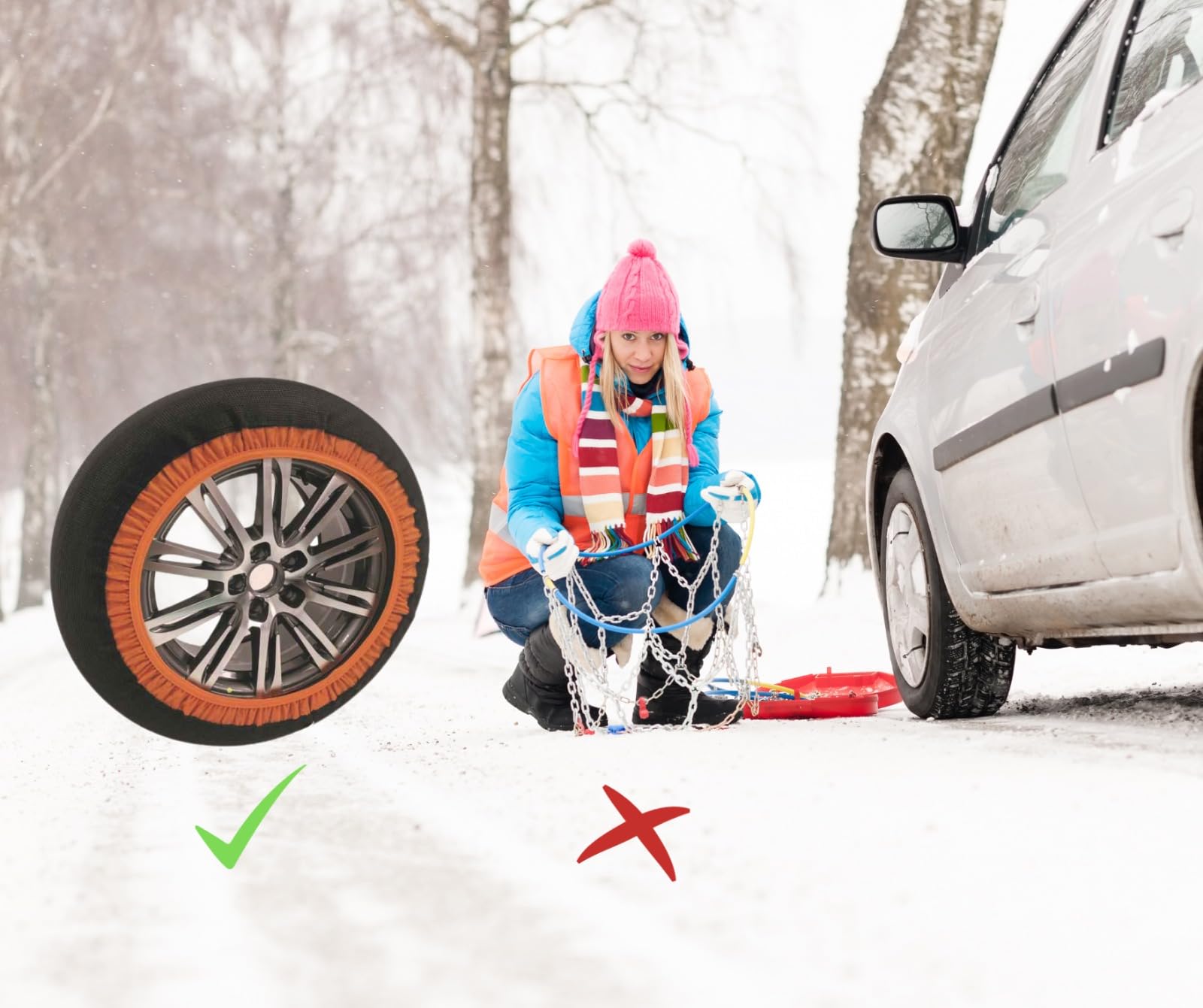 Calze Da Neve Omologate EN 16662-1 2020 – Antiscivolo Tessili Per Auto, Montaggio Veloce, Taglie XS A XXL