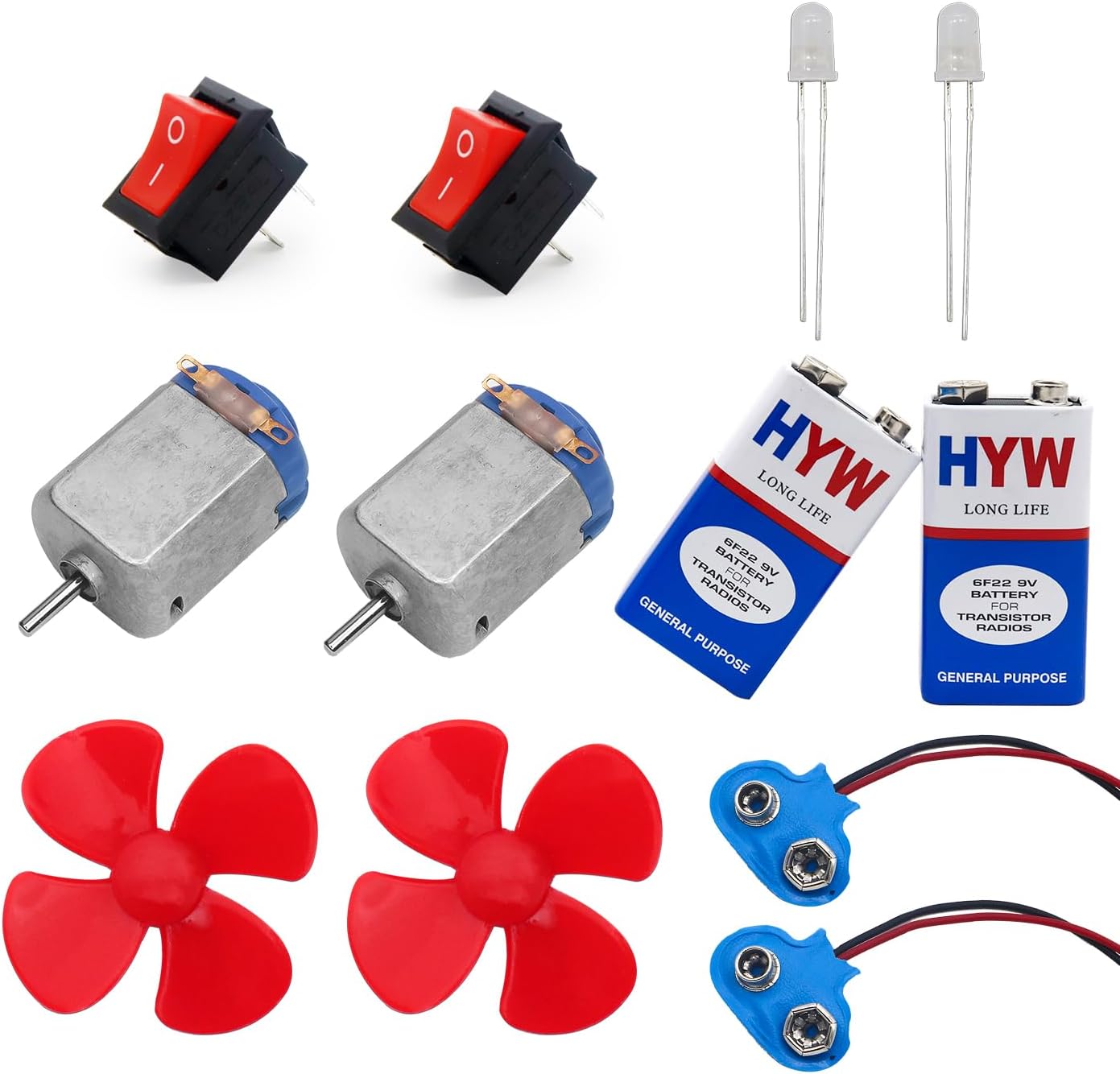 Electronic Spices Simple DIY Project Combo of Fan/Switch/Motor/Battery Clip and led/9v Battery