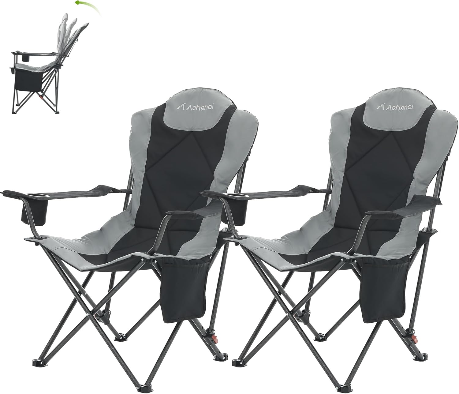 Camping Chairs, Portable 2 Pack Camp Chairs for Heavy People with Adjustable Angled Backrest, Outdoor Folding Camping Chairs for Outside Supports up to 350lbs, Carry Bag Included Camping Chairs, Portable 2 Pack Camp Chairs for Heavy People with Adjustable Angled Backrest, Outdoor Folding Camping Chairs for Outside Supports up to 350lbs, Carry Bag Included