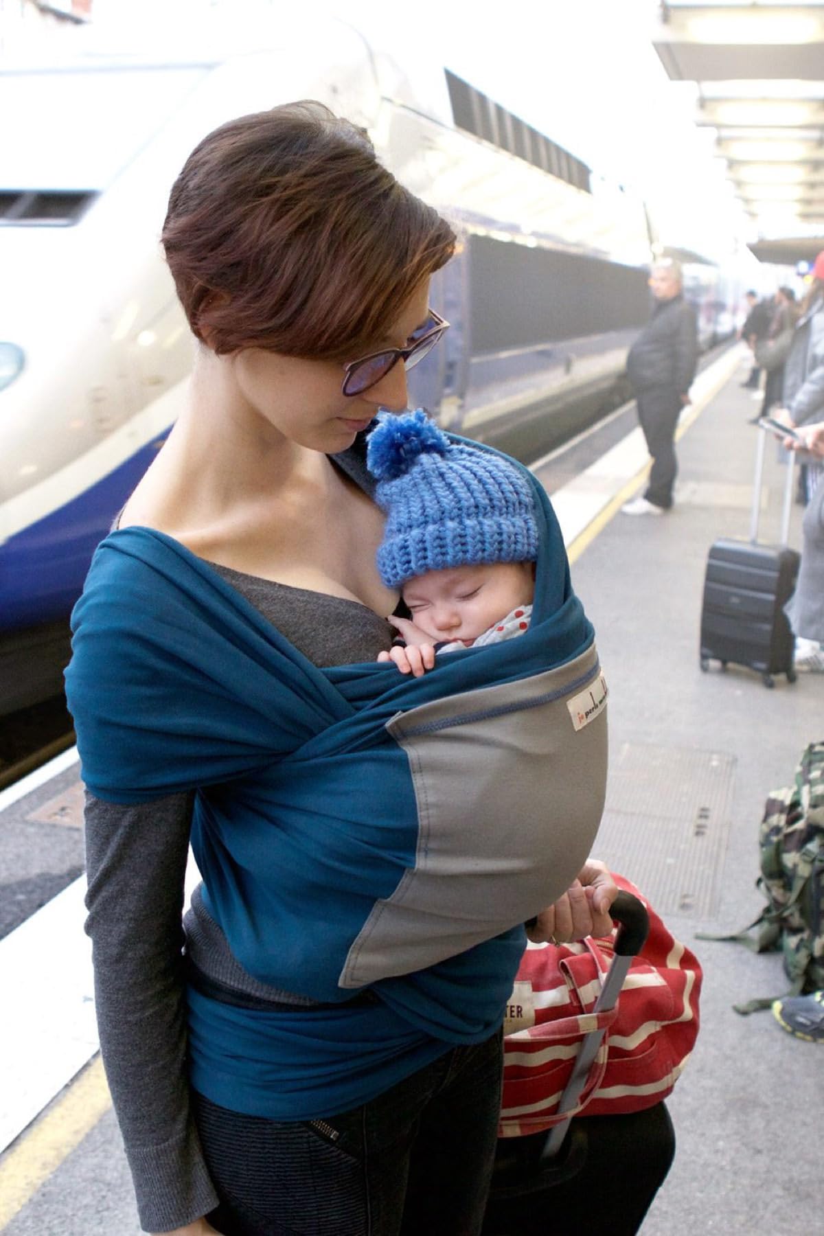 je porte mon bébé, Fascia portabebè, Blu (Bleu paon/eléphant)