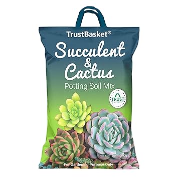 TrustBasket 100% Organic Succulent and Cactus Potting Soil Mix-5kg Premium Potting Mix with Perlite, Well-Drained & Aerated, Ideal for Succulents, Cacti, Root Growth | Soil for Indoor & Outdoor Plants - image, photos