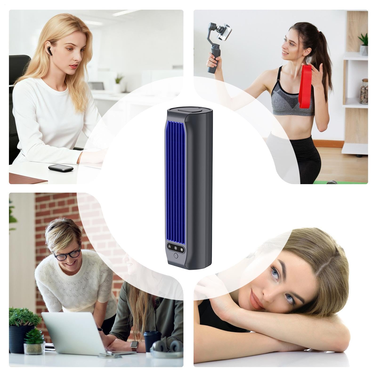 Ventilatore Scrivania Ventilatore USB Ricaricabile a 3 Velocità con Porta | Ventilatore per scrivania silenzioso 30 cm Per Camera, Cucina, Ufficio, Donne