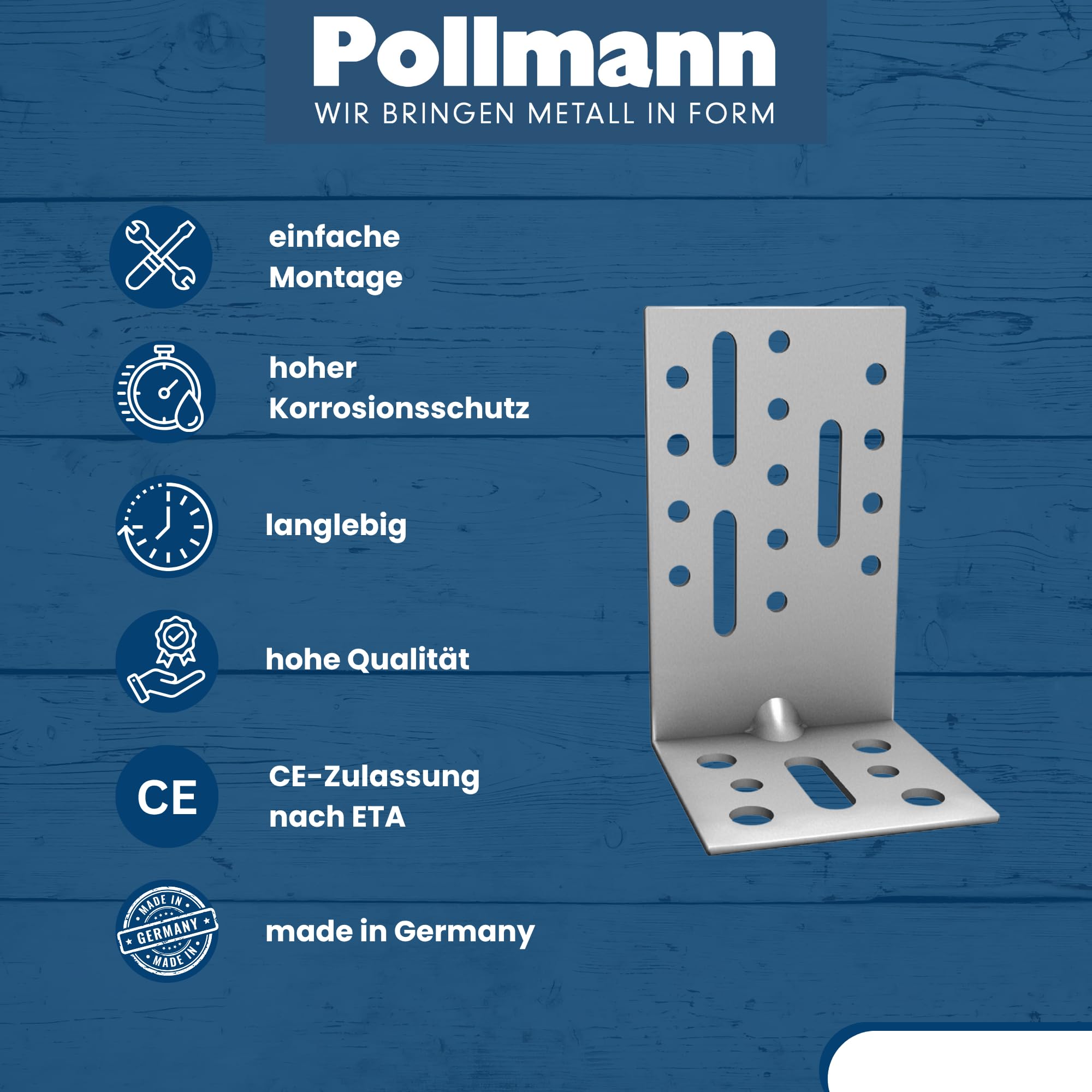 Pollmann®Baubeschläge 4757100 Montagewinkel MWF 100 x 60 x 60 x 2,5 mm 50 Stück
