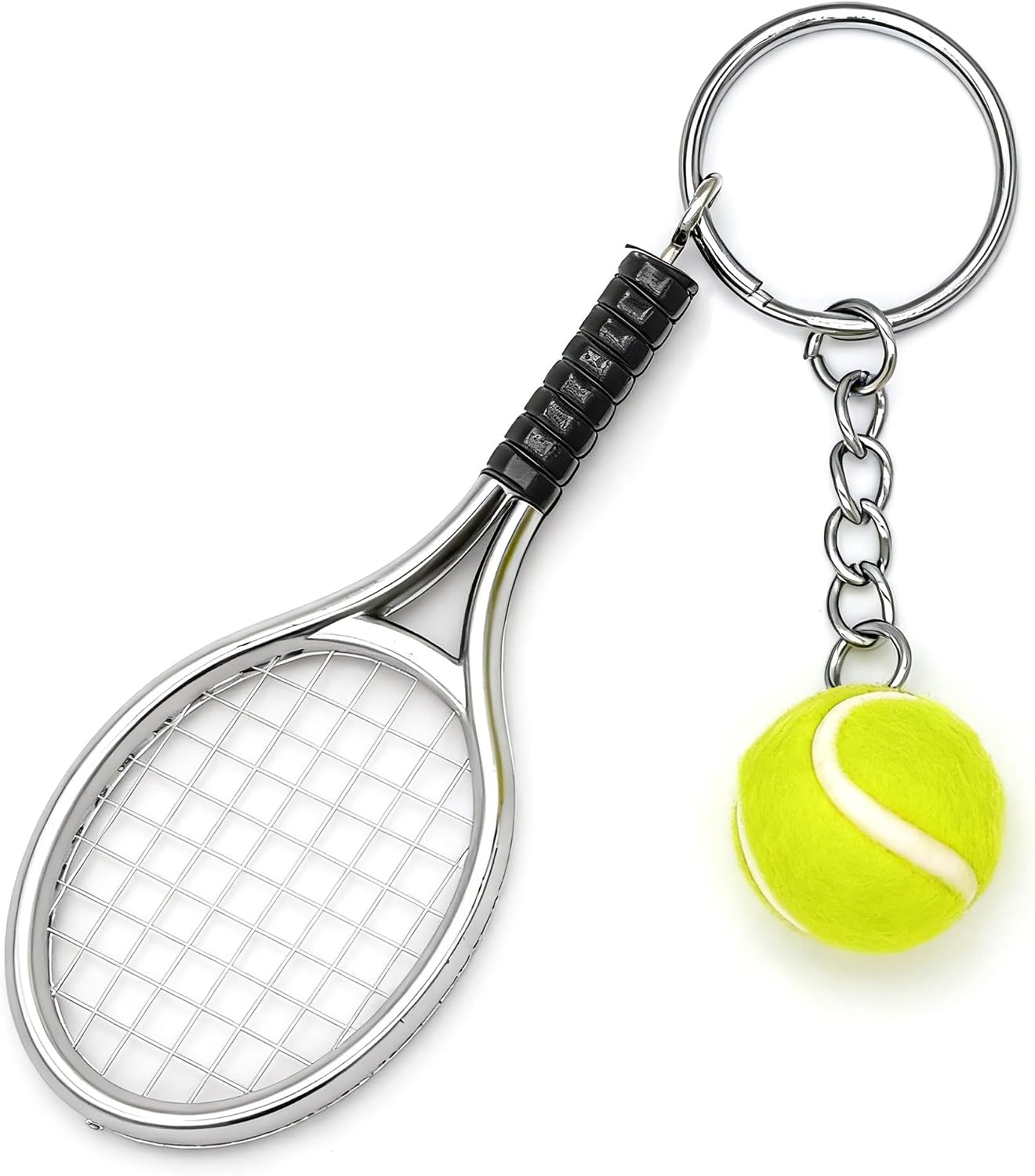 Cute Mini Tennis Racket Keychain with Ball, Tennis Sport Lover Gifts Key Chain Ring