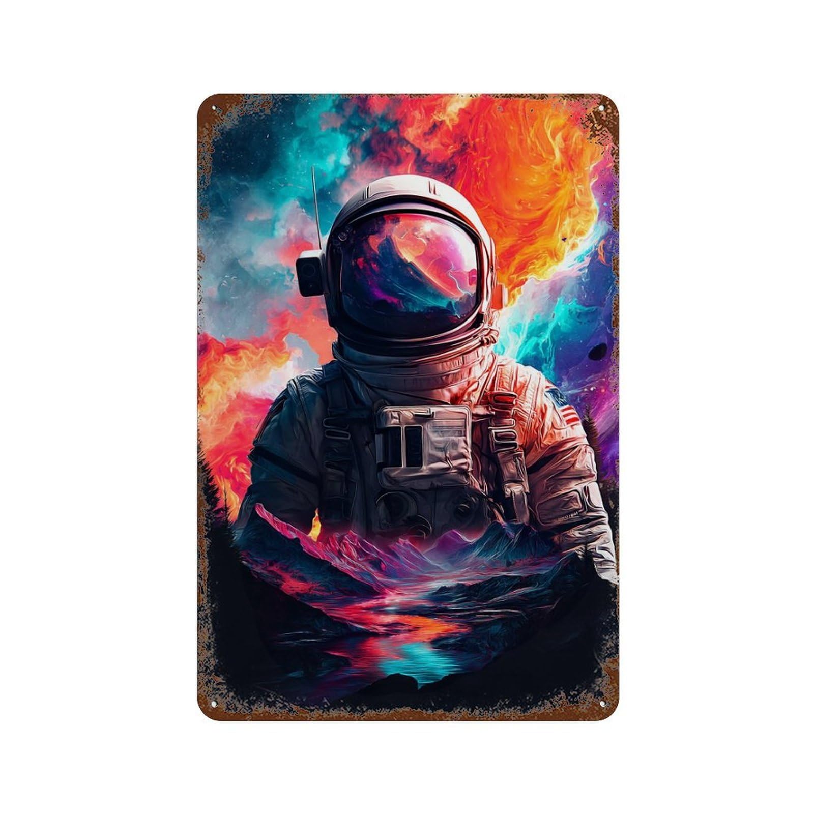 Cosmic Astronaut Adventure-3 Rusty Metal Tin Sign 11.8"x7.9", for Pub, Kitchen And Man Cave Decor, Novelty Wall Decor
