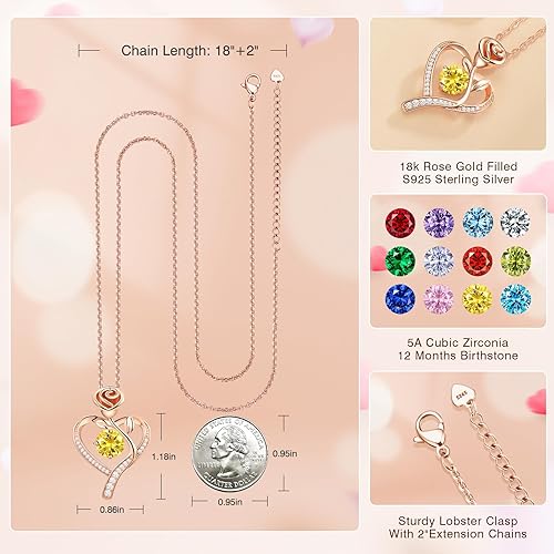 Miniatura 4 de Collar para mujer, regalos para esposa, novia, aniversario de boda, collares de regalo para mujeres, cumpleaños, oro rosa de 18 quilates, regalo de