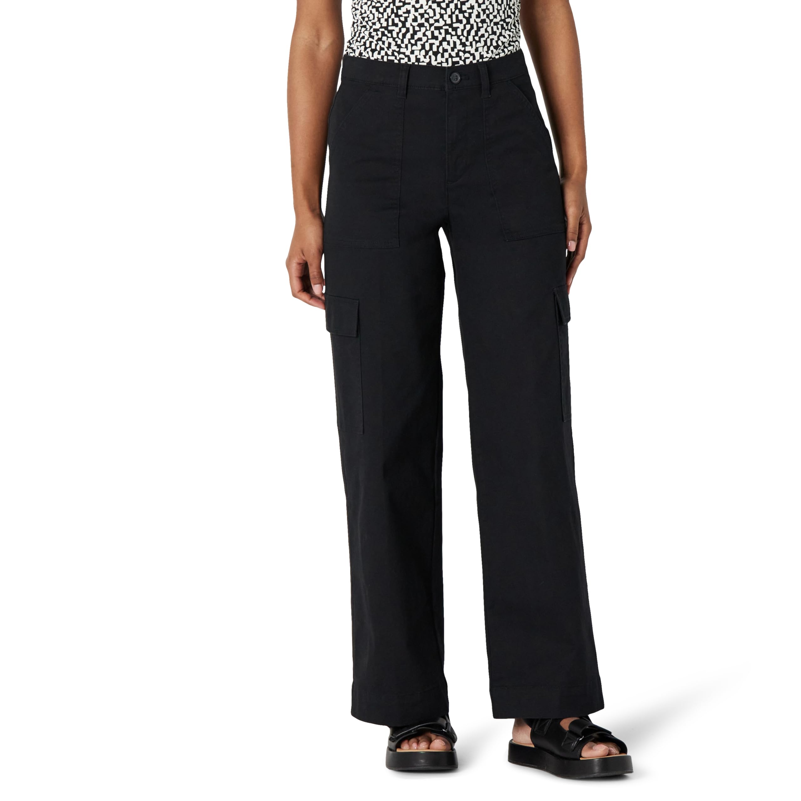 Amazon Essentials Mujer Pantalones Largos Cargo Caquis de Tiro Alto, Corte Holgado y Pernera Ancha