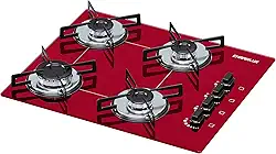 Cooktop 4 bocas Chamalux ultra chama Bivolt Gás Natural Trempe de Chapa Vermelho