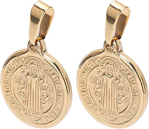 Saint Benedict Pendant, Pendant Elegant Stainless Steel Double Sided Relief Pend Saint Benedict Medal and Information Card Craftsmanship