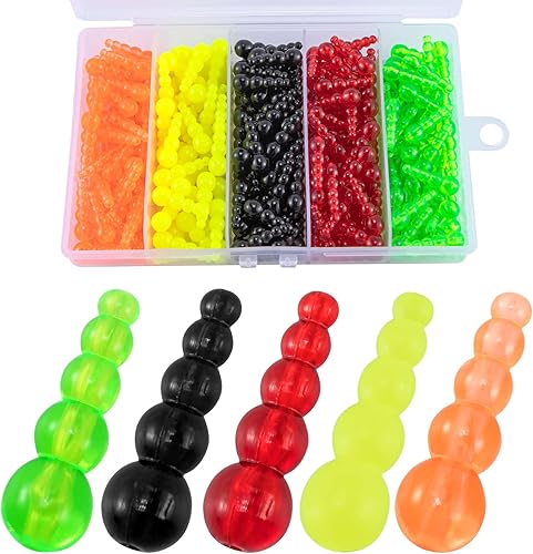 Alwonder Juego de cuentas de pesca apiladas, 100 unidades250 piezas de cuentas de pesca, señuelos de aparejos, trucha lucioperca, almizcle, spinner,