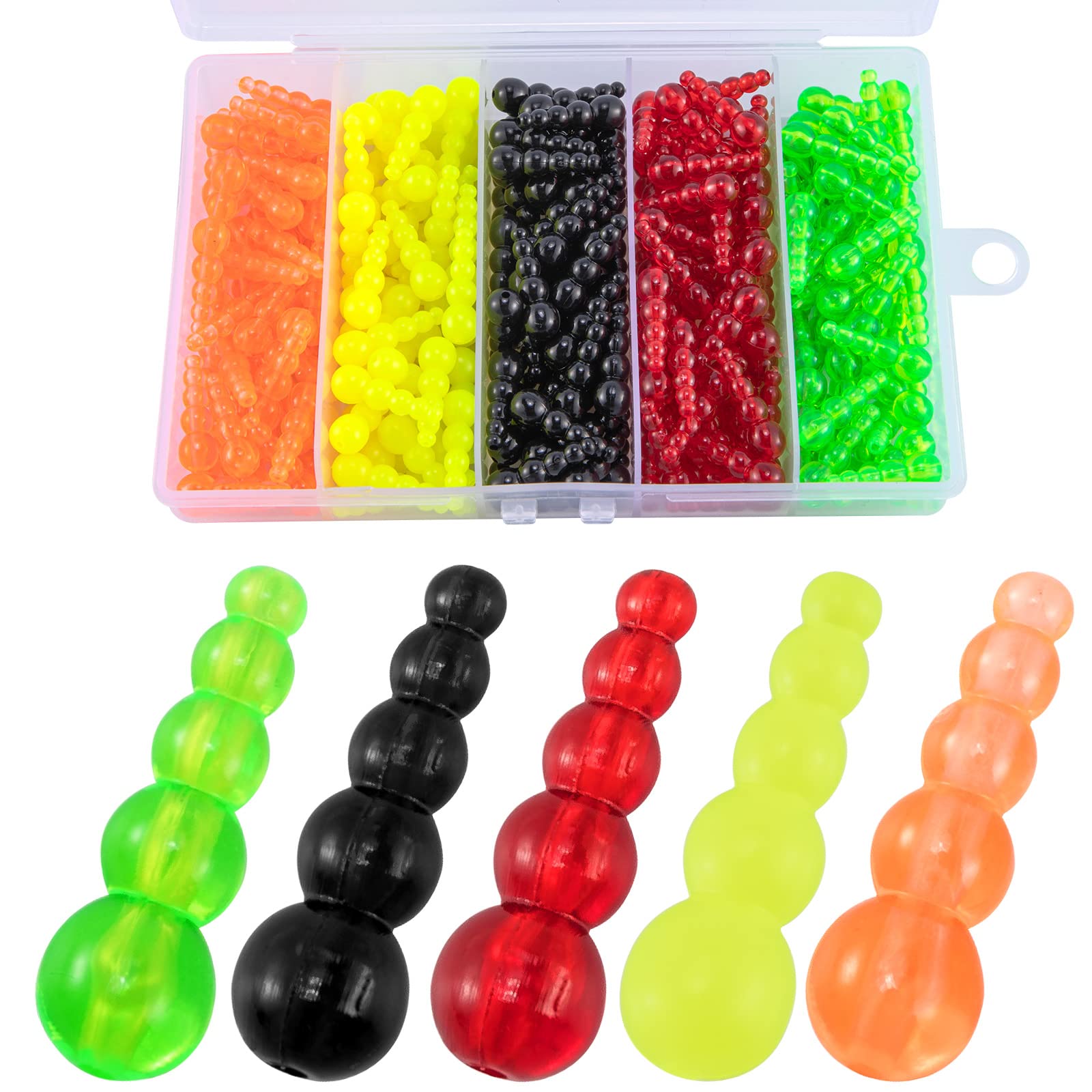 AlwonderStacked Fishing Beads Set, 100PCS/250PCS Fishing Beads Lures Tackle, Trout Walleye Perch Muskie Inline Spinner Rig Lure Making Supplies Saltwater Freshwater