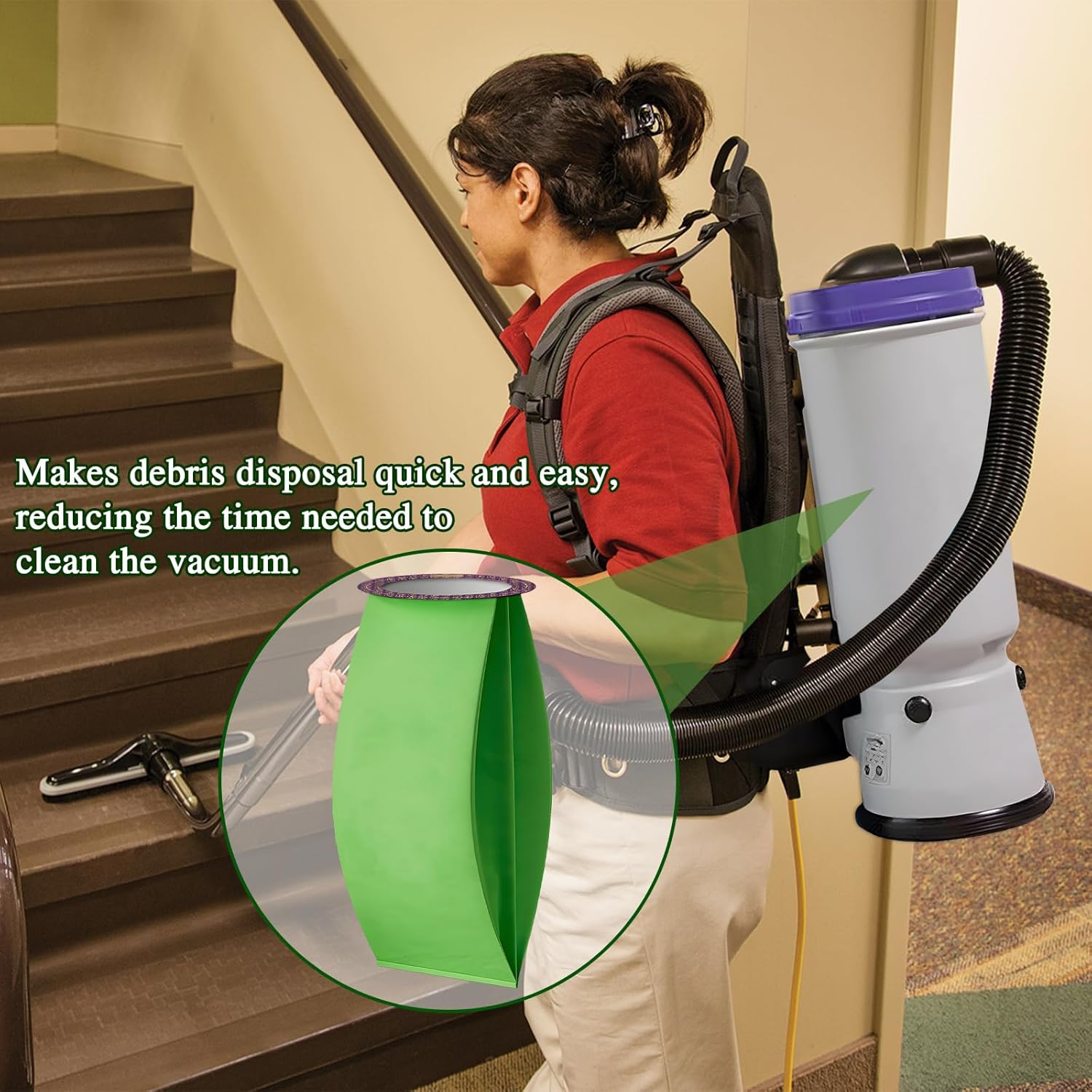 30 Pack 100331 Vacuum Bags Replacement Compatible with ProTeam 10 QT Backpack Vacuum Cleaner, for Coachvac, Super Coachvac, Megavac, Upgraded Vacuum Filters with Open Circular Collar (30 Pack)