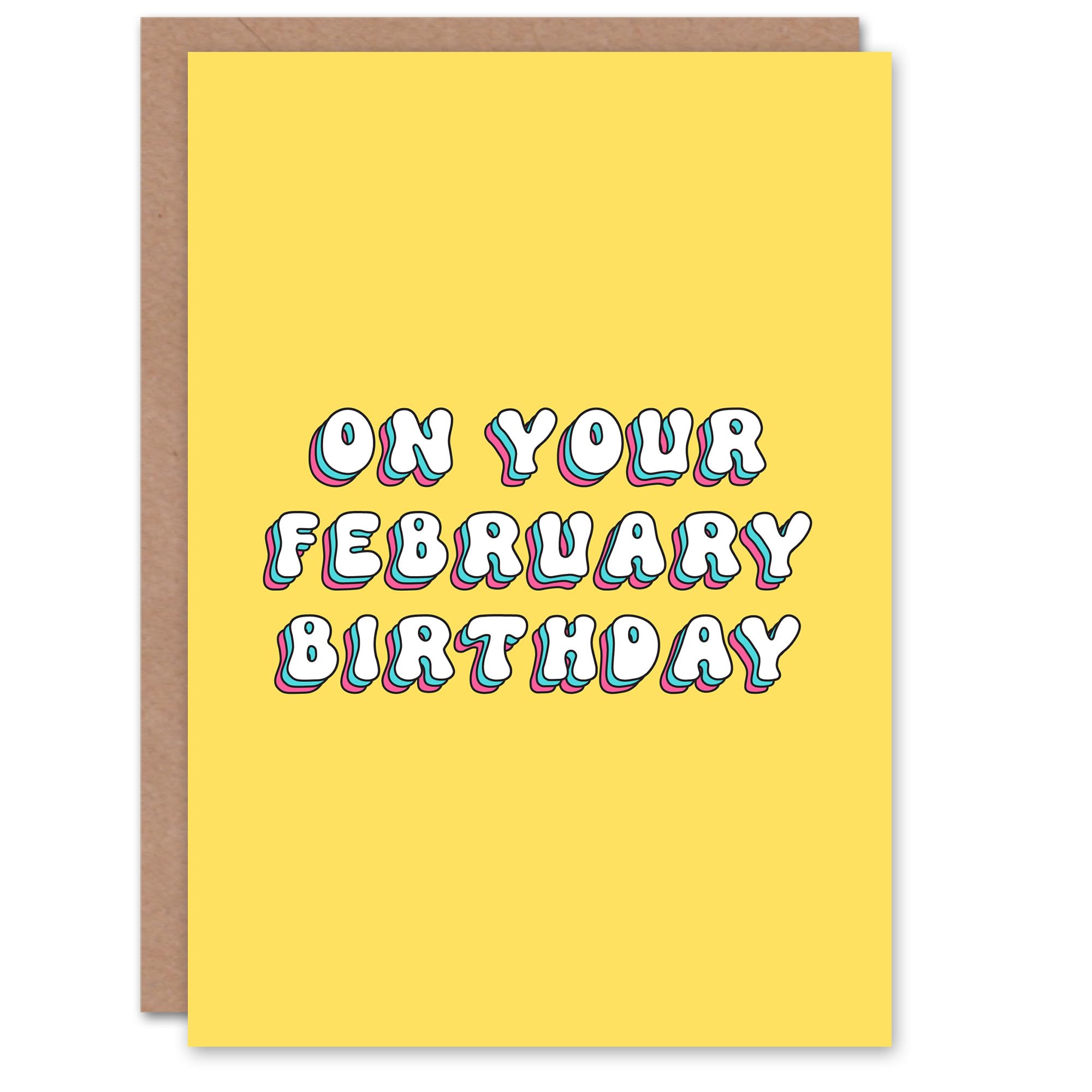 Artery8 Women's Greeting Card - Retro Birthday - Yellow