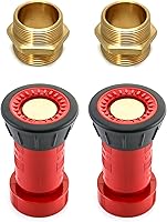 QWORK 2PCS 1-1/2" Fire Hose Nozzle & Brass Hex Nipple Adapter - NPT to NST/NH for Firefighting, Industrial, Ag Use