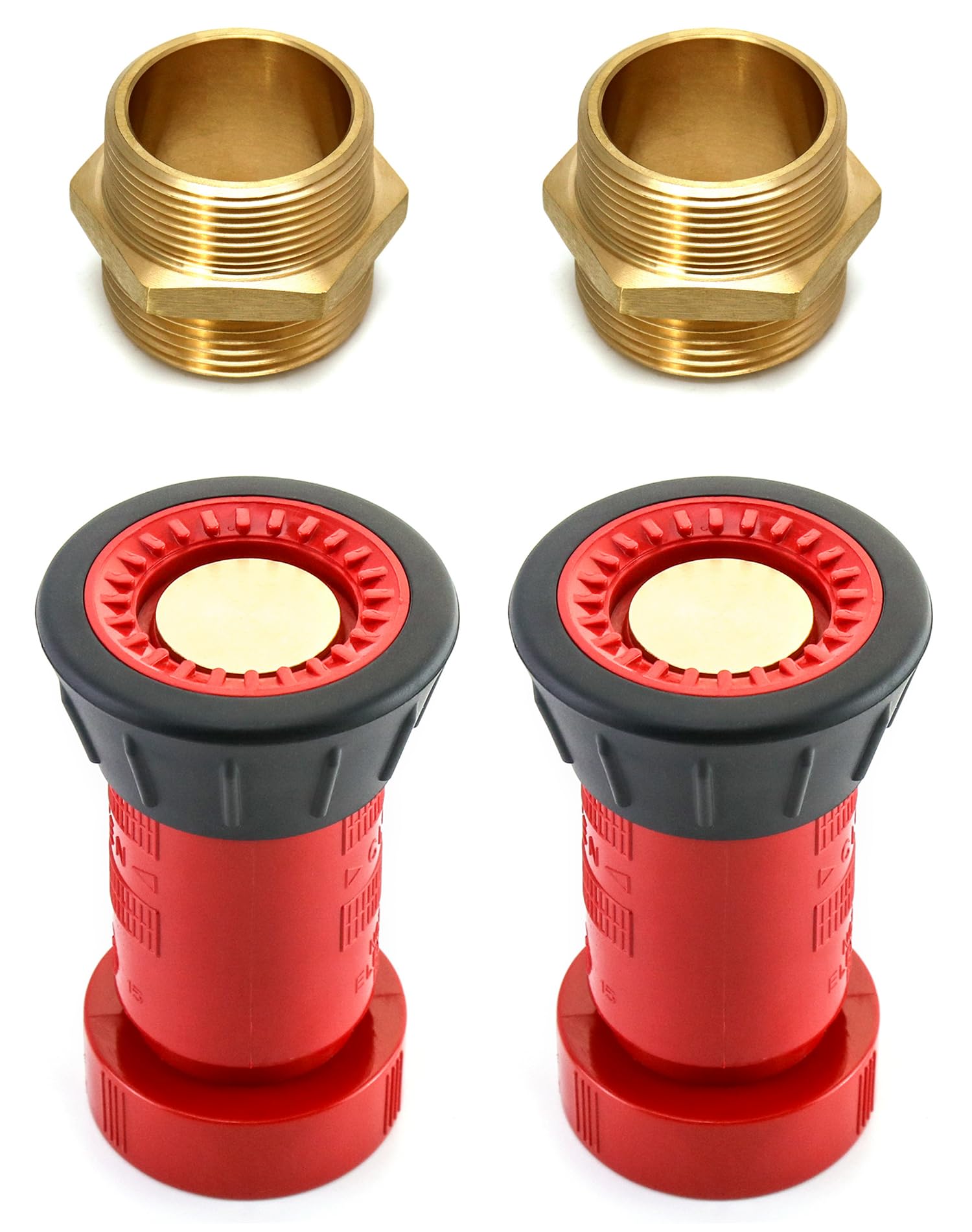 QWORK 2 adattatori esagonali in ottone per attrezzature antincendio, 1-1/2" NPT maschio a 1-1/2" maschio NST (NH) - 2 ugelli per manichetta antincendio, 1-1/2" NST/NH, per antincendio, industriale e