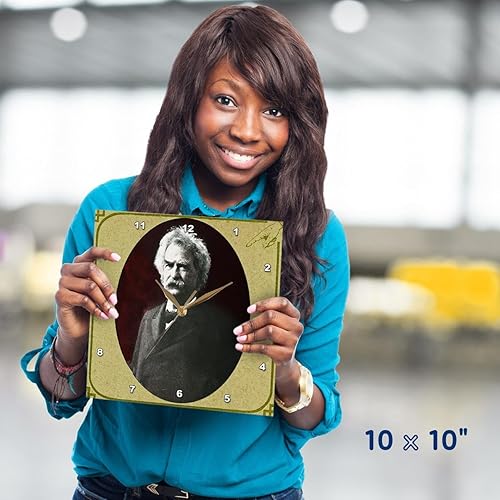 Miniatura 5 de 3dRose LLC Mark Twain - Reloj de pared con diseño de linterna mágica vintage, 10 x 10 pulgadas