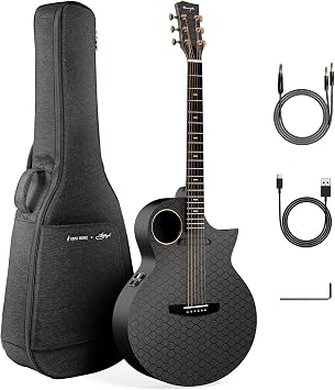 Enya X4 PRO Custom Luca Stricanyori Collaboration - Black Hole, 41" Full Size Carbon Fiber Acoustic Electric Guitar, Smart Onboard Pickup System, Cutaway Design, with Exclusive Gig Bag