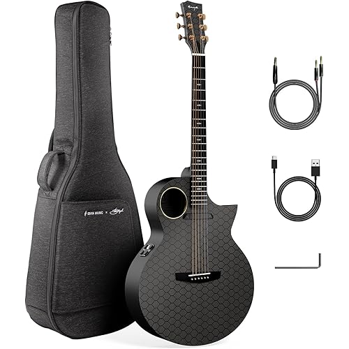 Enya X4 PRO Custom Luca Stricagnoli Collaboration Edition – Black Hole, 41" Full-Size Carbon Fiber Acoustic-Electric Guitar, Smart Onboard Pickup System, Cutaway Design, with Custom Gig Bag
