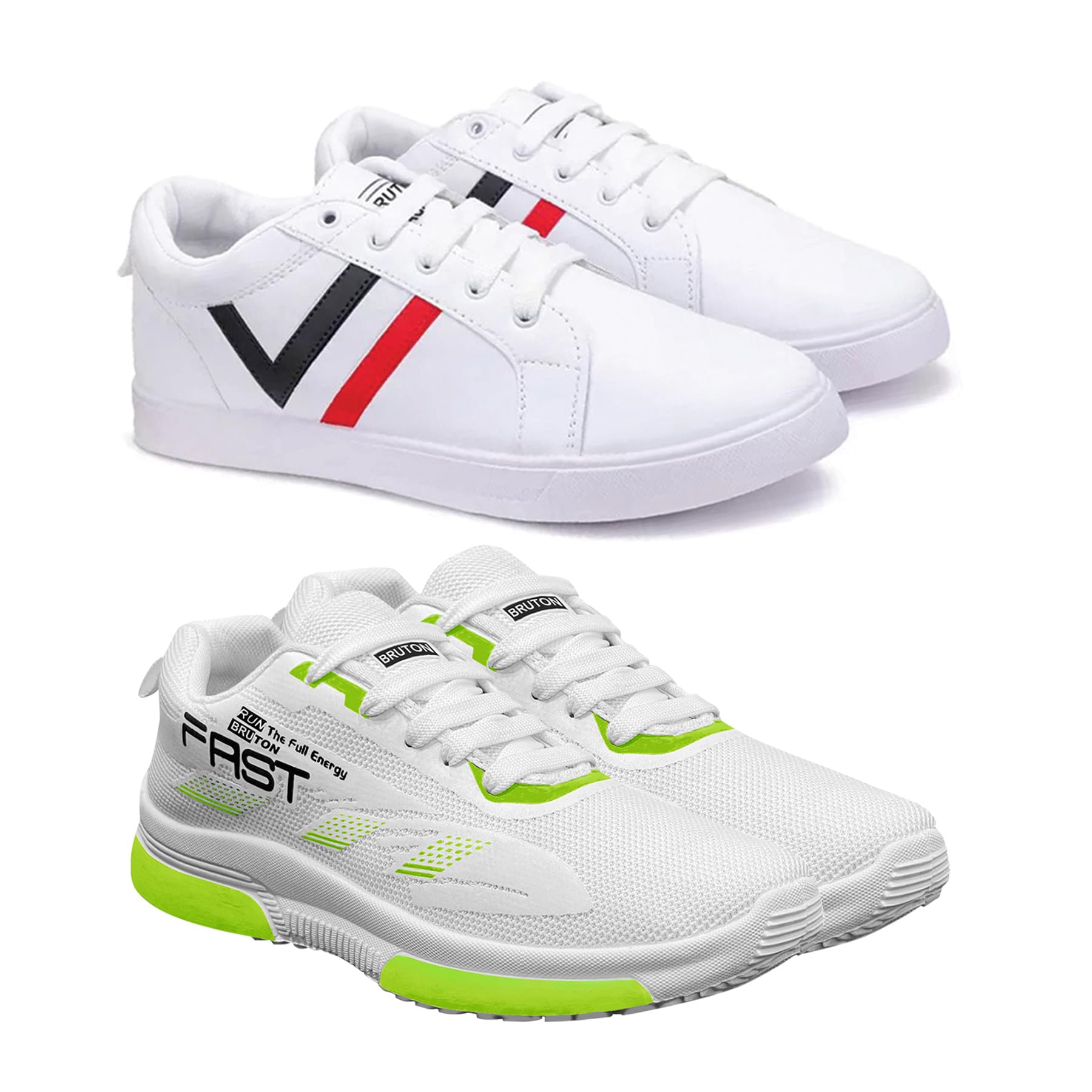BRUTON Trendy Walking Shoes|Casual Shoes|Sports Running Shoes For Mens & Boys- Combo Pack Of 2, Size : 9, White (B0CLP2V82S) Amazon Price History, Amazon Price Tracker