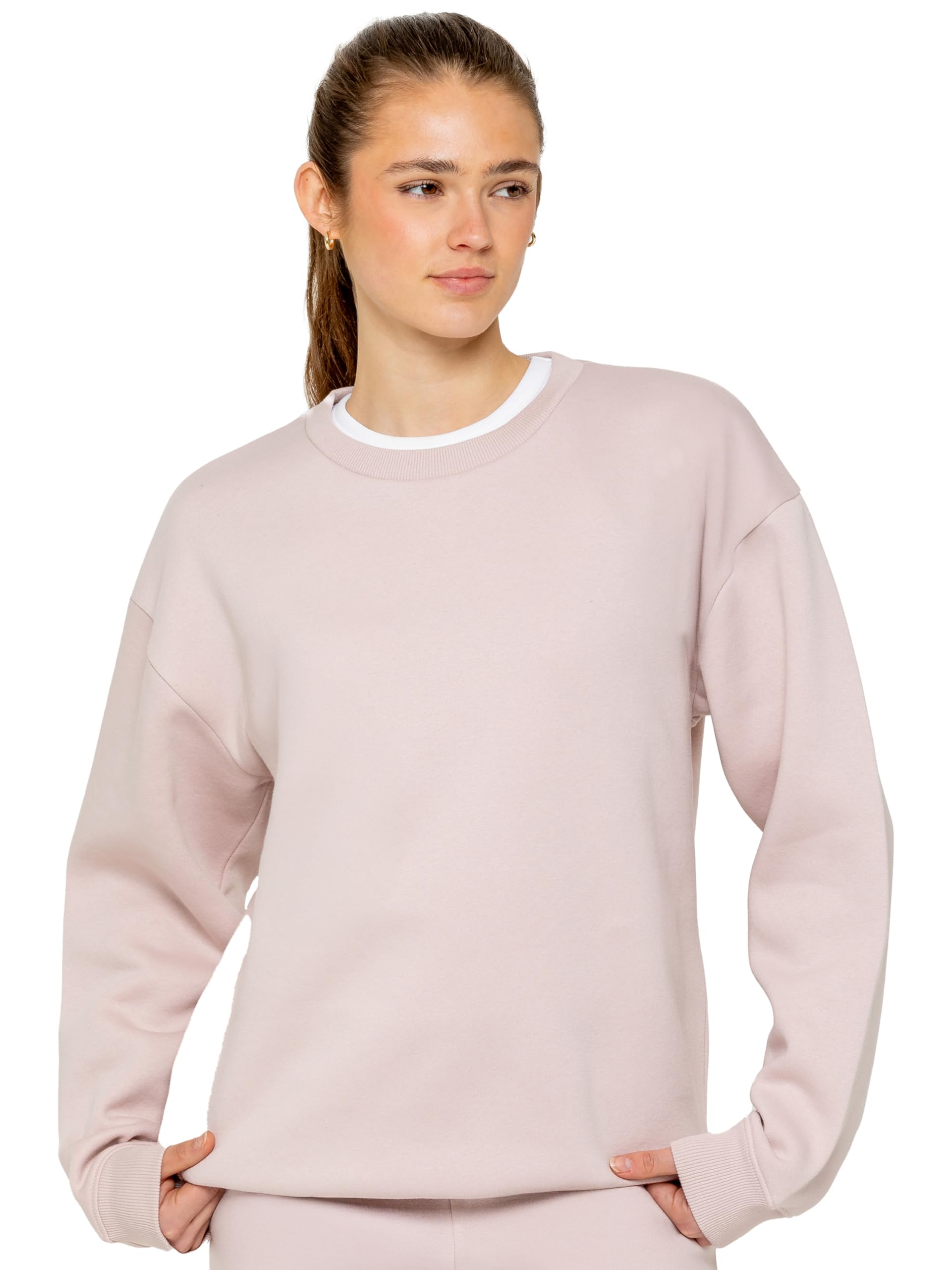 989Zé Enzo Women's Baby Pink Oversized Long Sleeve Sweatshirt Soft Sweat Jumper (Uk, Alpha, Xl, Regular, Regular, )