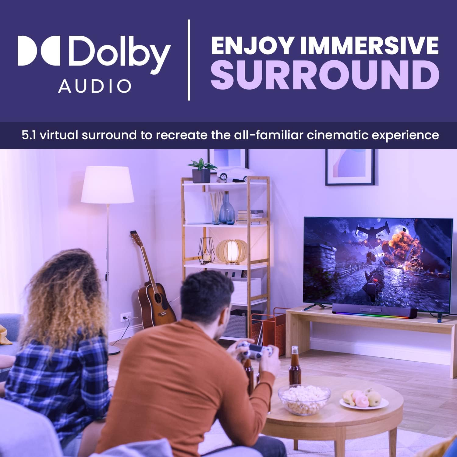 Creative Sound Blaster Katana SE Multi-Channel Gaming Soundbar, 180W Peak Power, Bi-Amplified 4-Driver Design, Super X-Fi Technology, and RGB Lighting