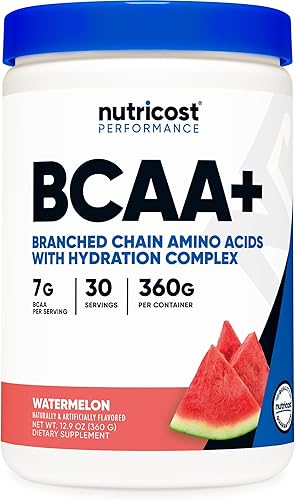 Nutricost BCAA + Polvo de hidratación (sandía, 30 porciones)  Aminoácidos de cadena ramificada con complejo de hidratación, sin gluten, sin OMG,