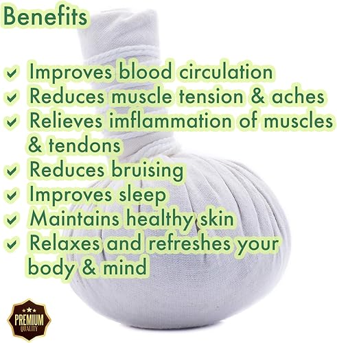 Miniatura 3 de Paquete de 20 bolas de compresión de masaje a base de hierbas Thai Spa Warm Hot Therapy LUK Pra KOB 7.05 oz.