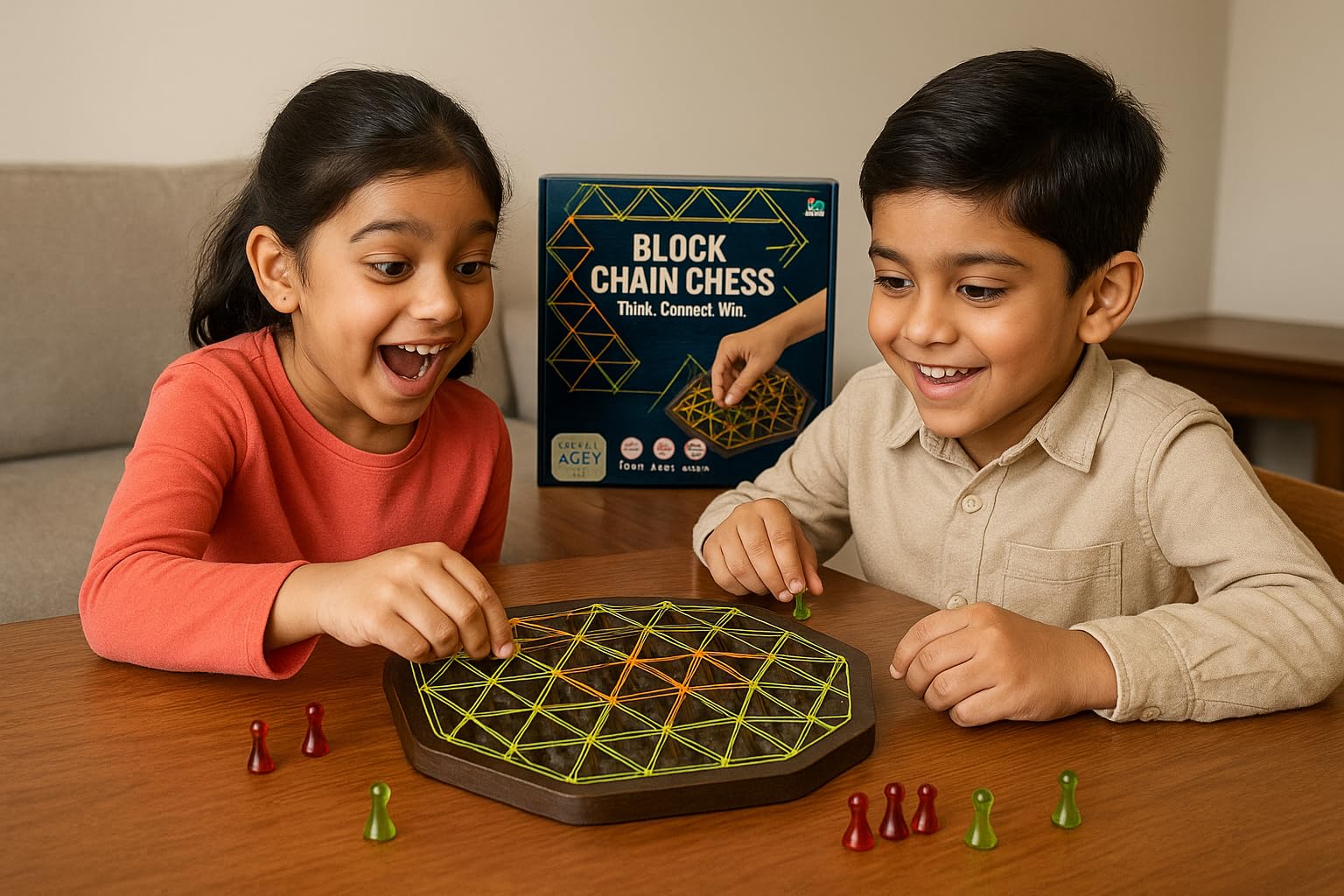 Metclap Chain Triangle Chess Game, Triggle Rubber Band Game, Strategy Board Games, Family Night Games for Kids and Adults, 2 to 4 Players 3