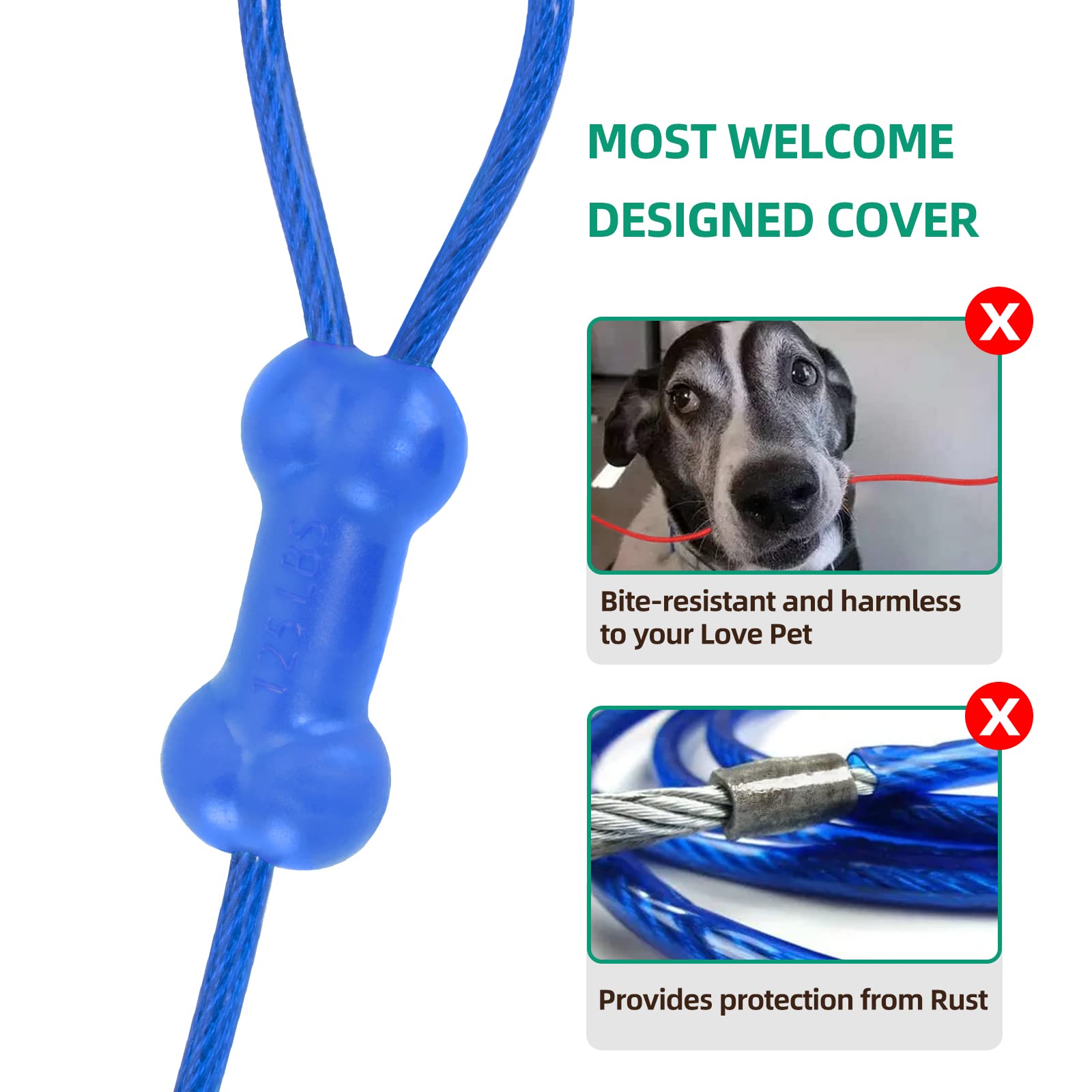 Cavo Per Cani Resistente Petphabt 3 Metri - Per Cani Grandi Fino A 56.7 Kg, Blu, Da Esterno - Foto 7