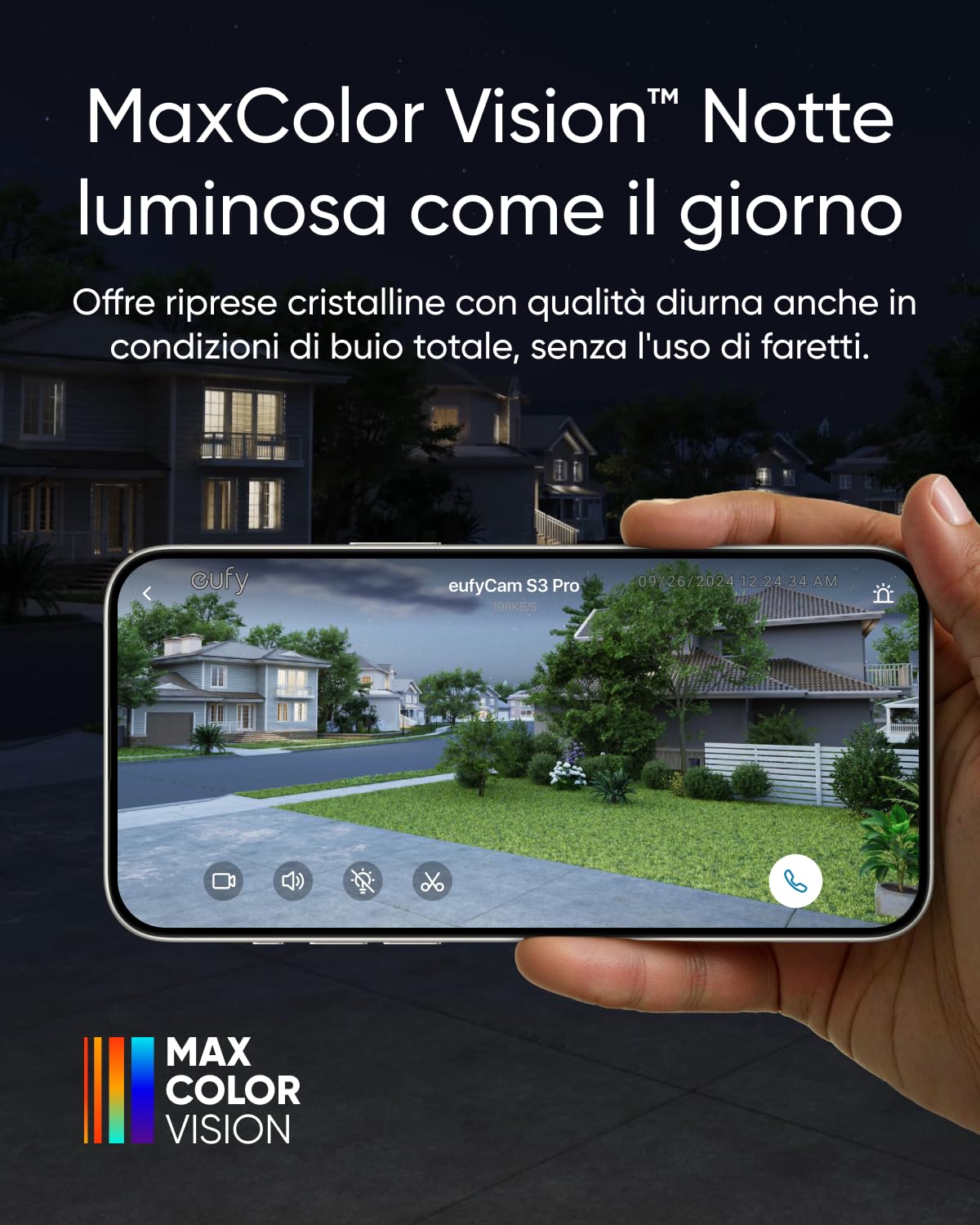 eufy Security eufyCam S3 Pro, 4K telecamera wifi esterno senza fili Visione Notturna a Colori, Riconoscimento Facciale AI, Nessun Canone Mensile, richiede HomeBase 3 (Ricondizionato)