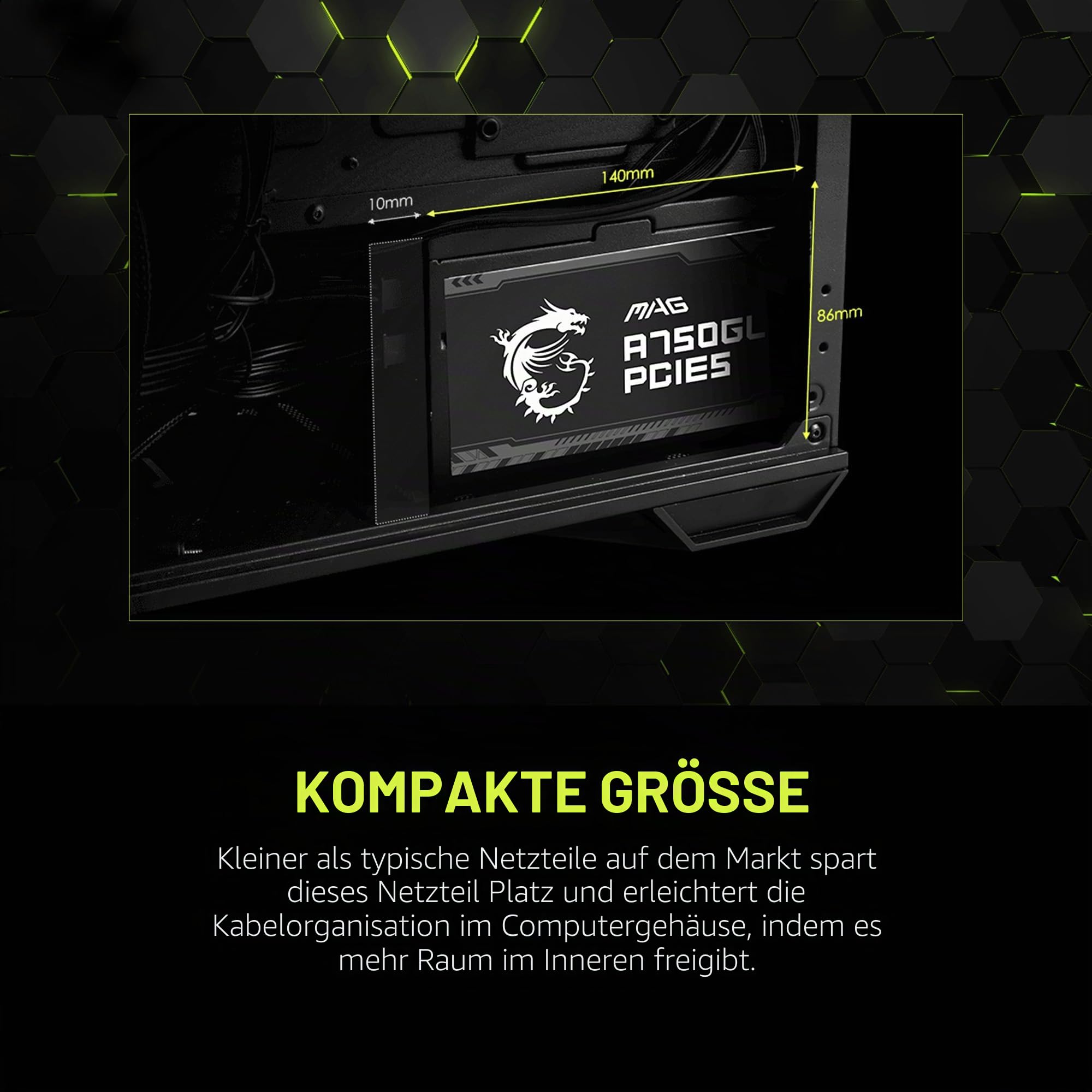 MSI MAG 750W Netzteil 80 Plus Gold – Natives 16-poliges Steckerdesign – vollständiges modulares Design – 7 Jahre Garantie – industrieller Schutz mit OVP, OCP, OPP, OTP, SCP, UVP [MAG A750GL PCIE5]