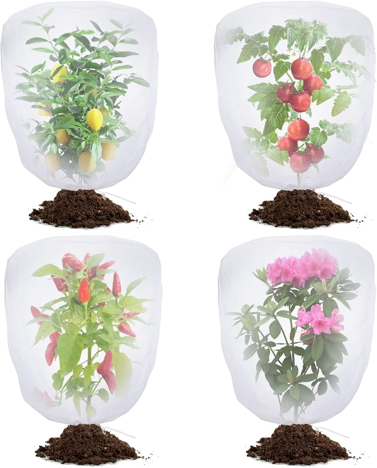 Bird Netting for Garden Protection - 4 Pack Garden Netting Pest Barrier with Drawstring