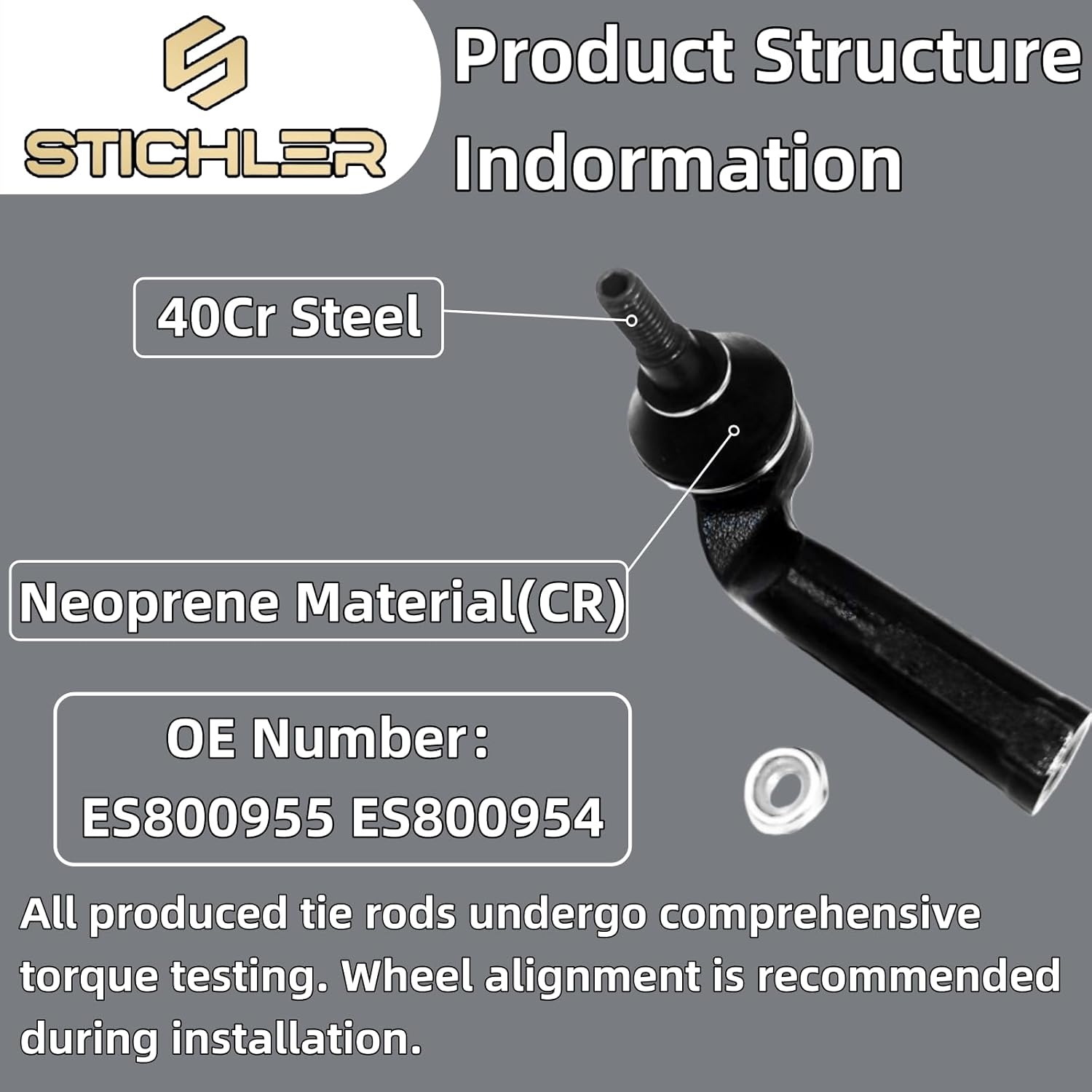 ES800954 ES800955 Front Outer Tie Rod End Kits 2 Pcs Left Right Automotive Replacement For 2012-2018 Ford Focus 2013-2018 Escape C-Max 2014-2018 Transit Connect 2015-2019 Lincoln MKC Black