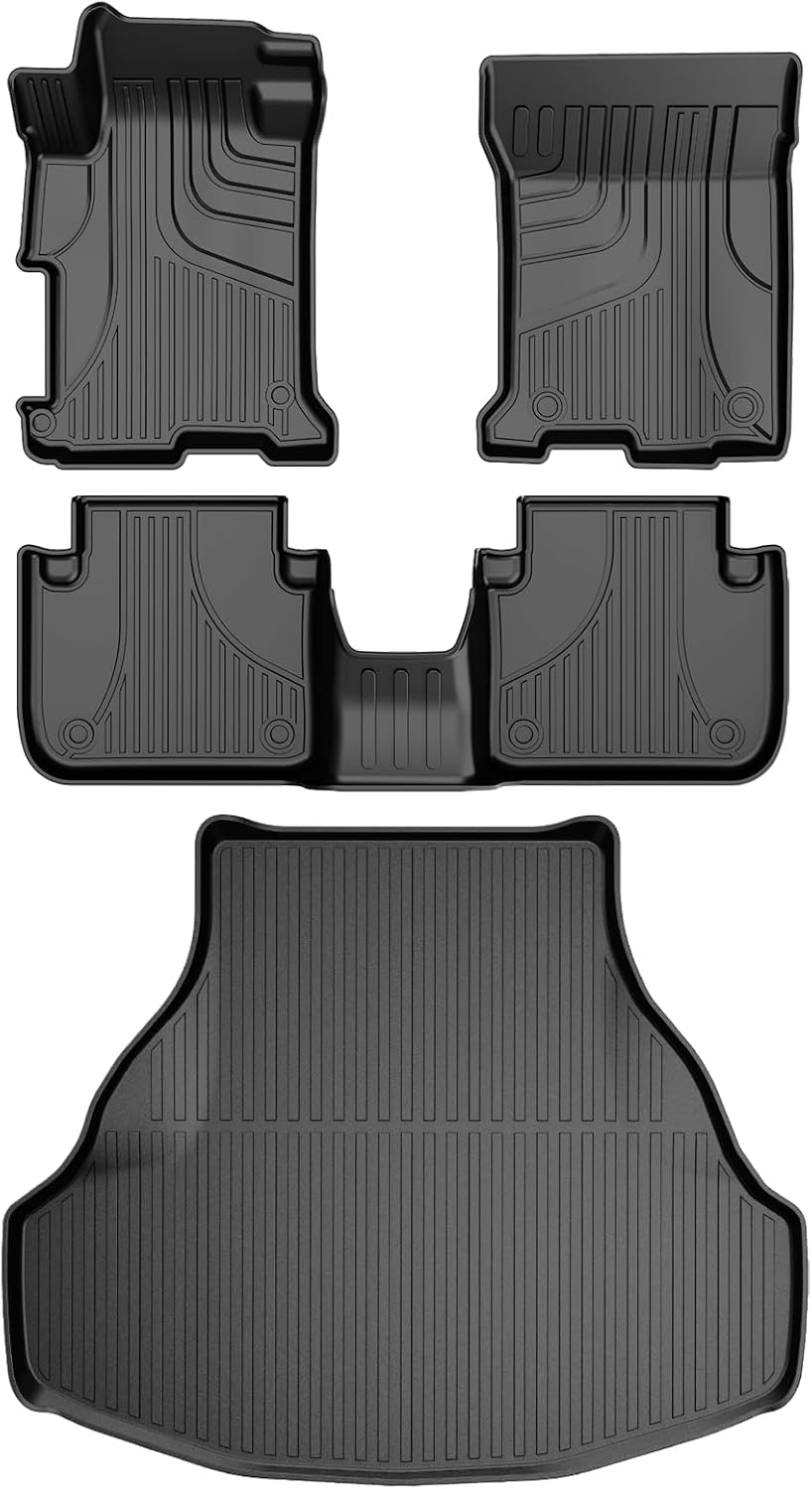 All Weather Floor Mats Compatible with Honda Accord 2017 2016 2015 2014 2013 (Not for Hybrid), AOMSAZTO Cargo Liner for 9th Gen Accord Sedans 1st & 2nd Row Floor Liners & Cargo Mat Trunk Mat, Black 1) 2013-2017 Accord | Floor+Cargo Mats