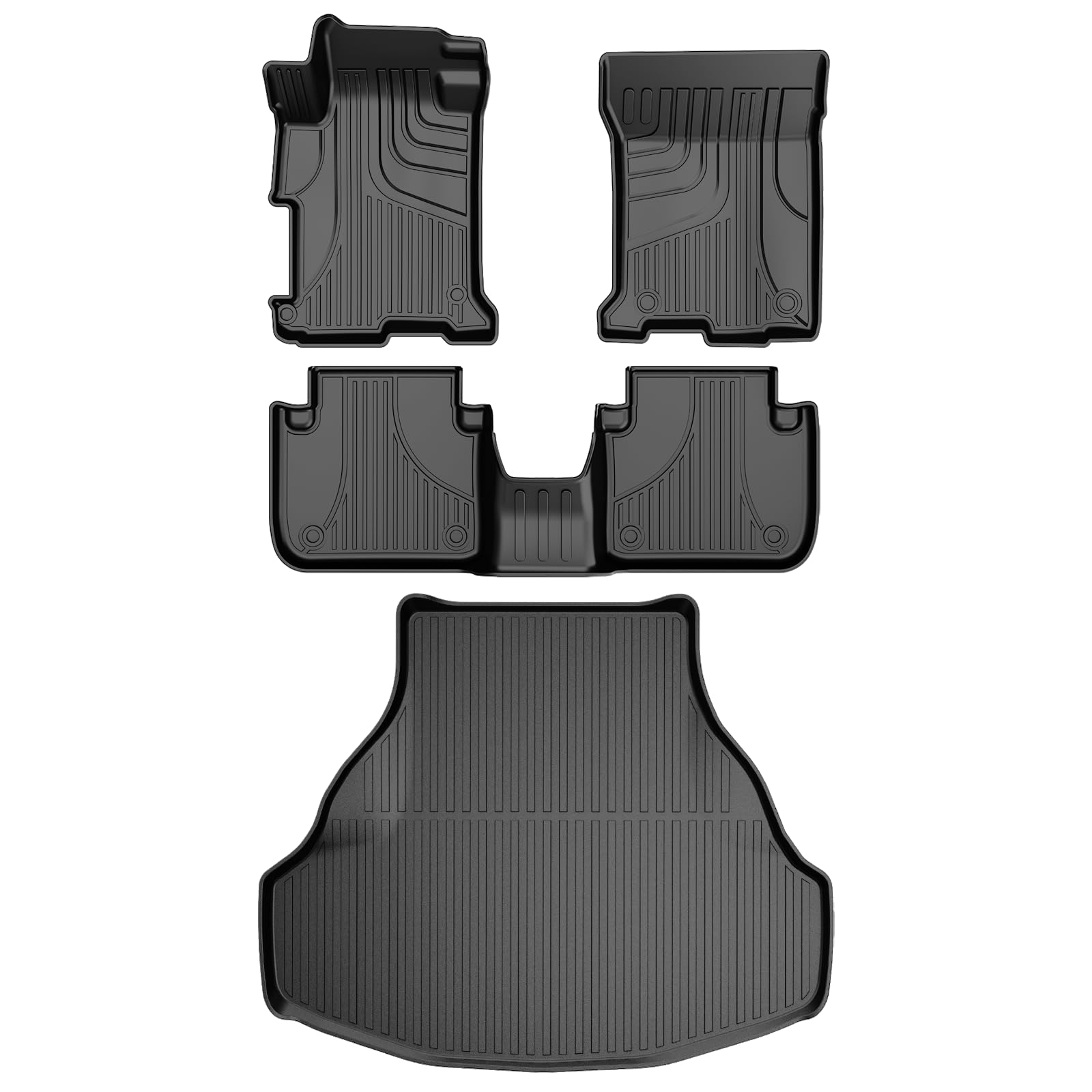 Floor Mats for Honda Accord 2013-2017: Floot Liners & Cargo Mat for 9th Gen Accord (No for Coupe|Hybrid) All Weather 1st & 2nd & Trunk Mat Full Set, Black
