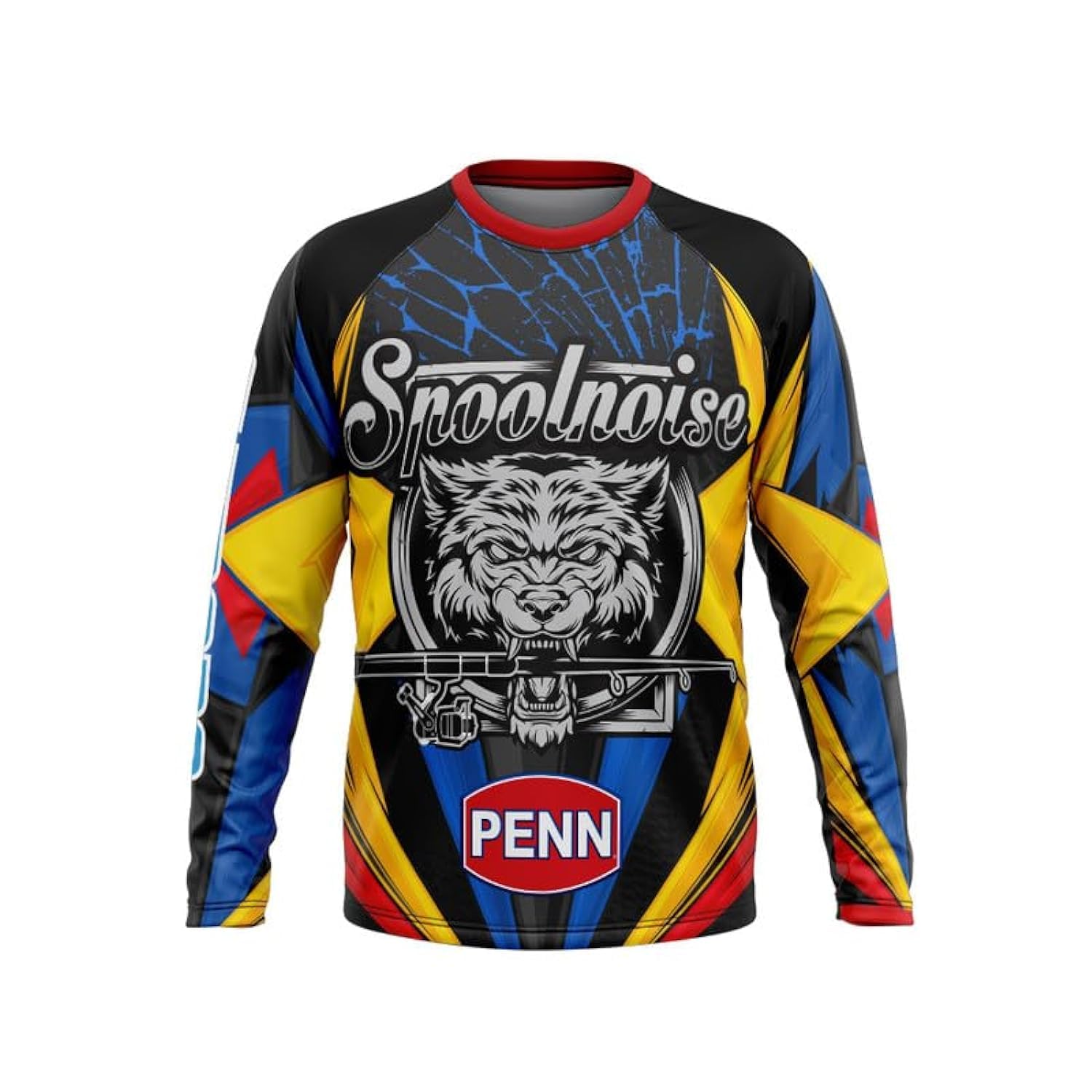 Spool Noise Fishing T-shirt, Sports Long Sleeve T-shirt Dryfit UV UPF 50,t-shirts for men, Kayaking T-shirt,summer shirts for men, Wolf, Multi Color, Yellow - Red -Blue Black