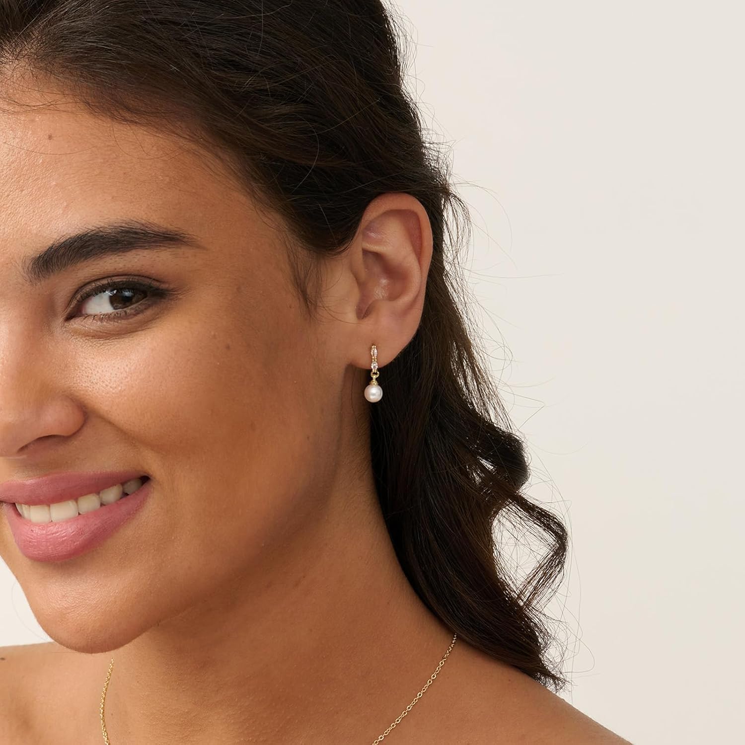 Pearl Earrings for Women - 14K Gold/White Gold Plated Drop Dangle Pearl Wedding Earrings for Brides, Elegant Bridal Studs Trendy Jewelry - Image 3