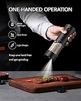 Vista 4 de FORLIM Juego de molinillo eléctrico de sal y pimienta, recargable por USB, molinillo automático de sal y pimienta con cubierta para el polvo, Negro